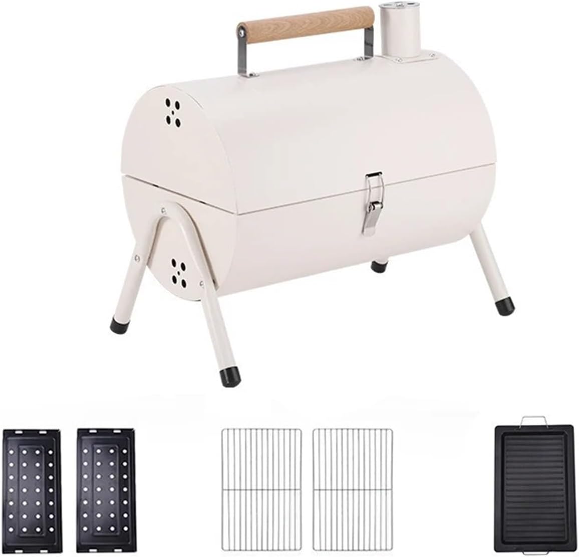 HBDNZMBDLS Holzkohlegrill, Braun, Tragbarer Tisch