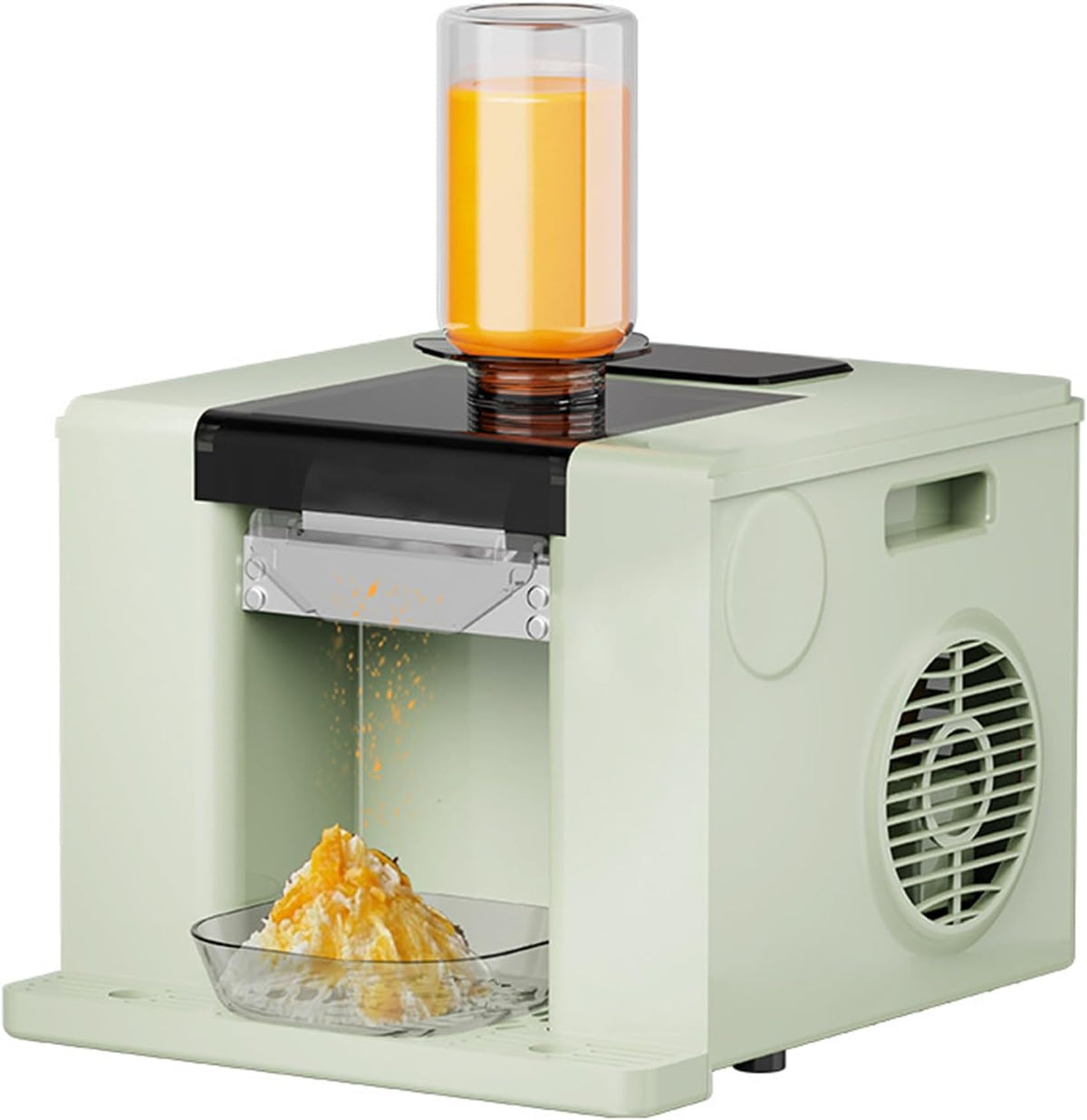 Gewerbliche Eismaschine, 280 W, 60 kg, ABS und Edelstahl, Grün, elektrische Schneekegelmaschine, Luftkühlung, EIN-Knopf-Reinigung