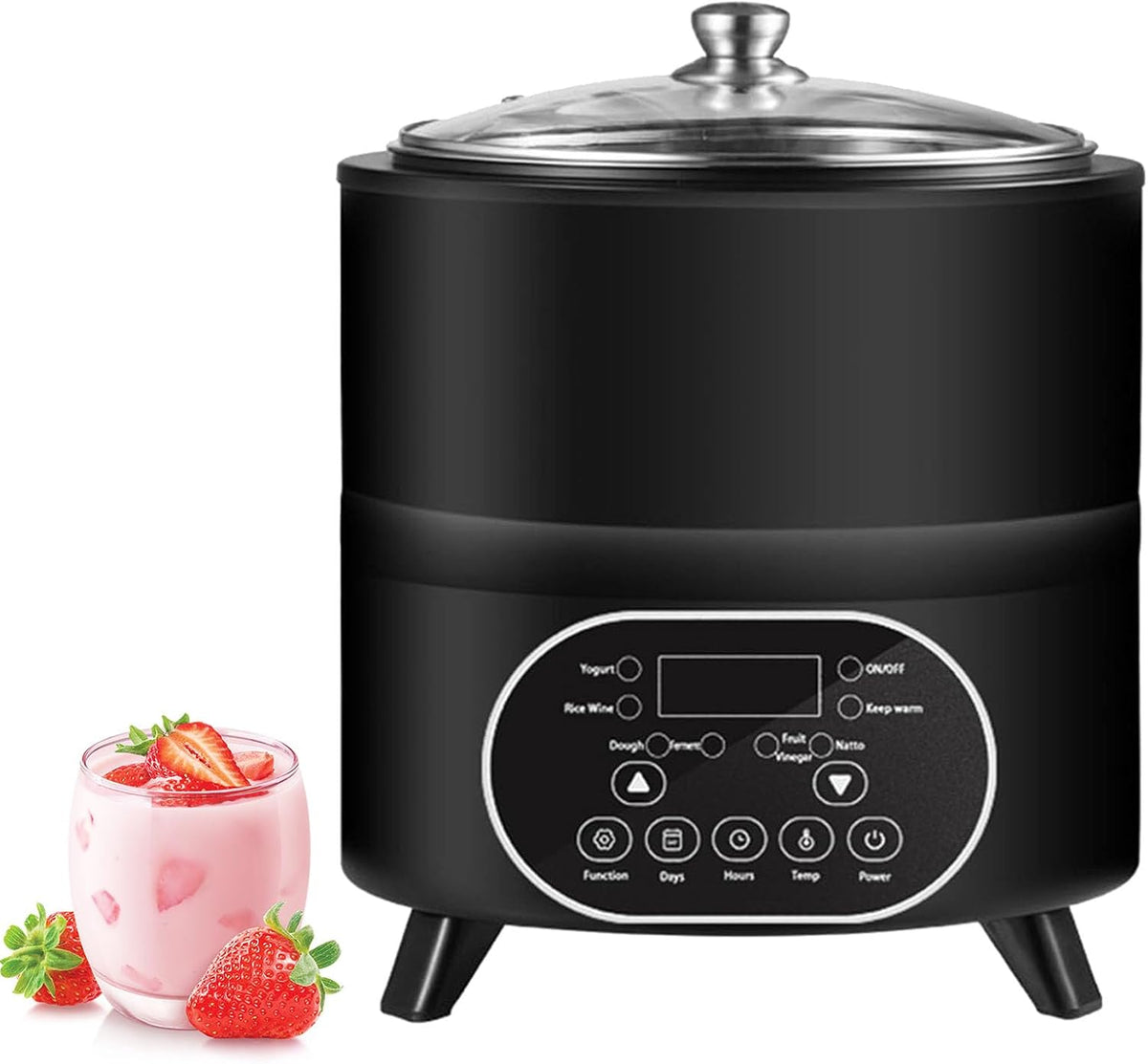 Kommerzieller Joghurtbereiter, 400 W, 8 L, Grau, automatischer Fermenter mit LCD-Display & konstanter