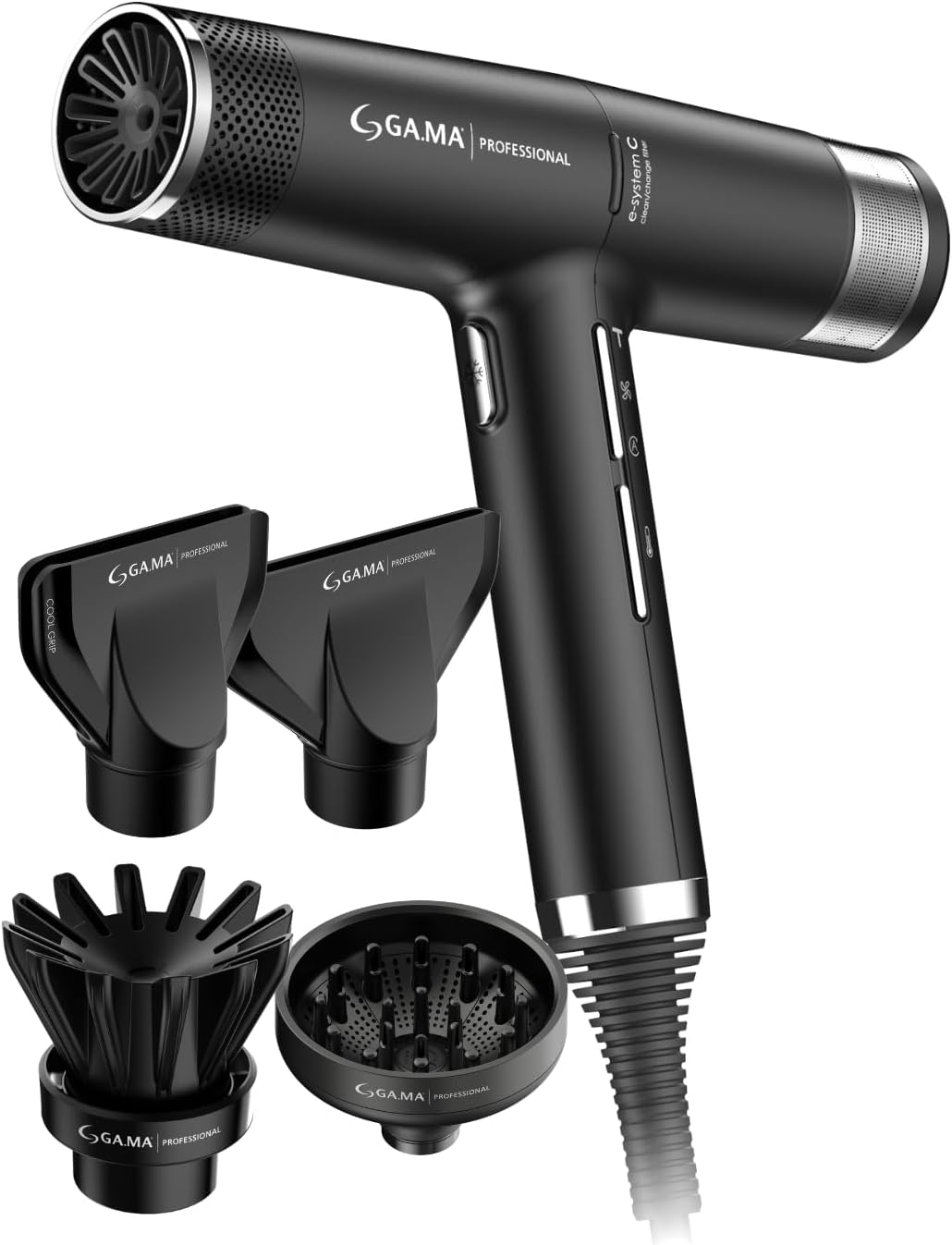 GA.MA ITALY PROFESSIONAL Haartrockner, 1600 W, Schwarz, iQ3 Perfect, Ultraleichter mit 110.000 U/min bürstenlosem Motor