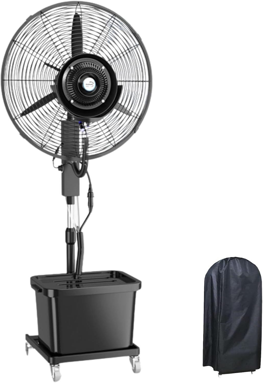 Standventilatoren, Weiß, Tragbarer Wassernebelventilator mit 90-Grad-Schwingung, großer Tankkühler für Gartenterrasse im Freien
