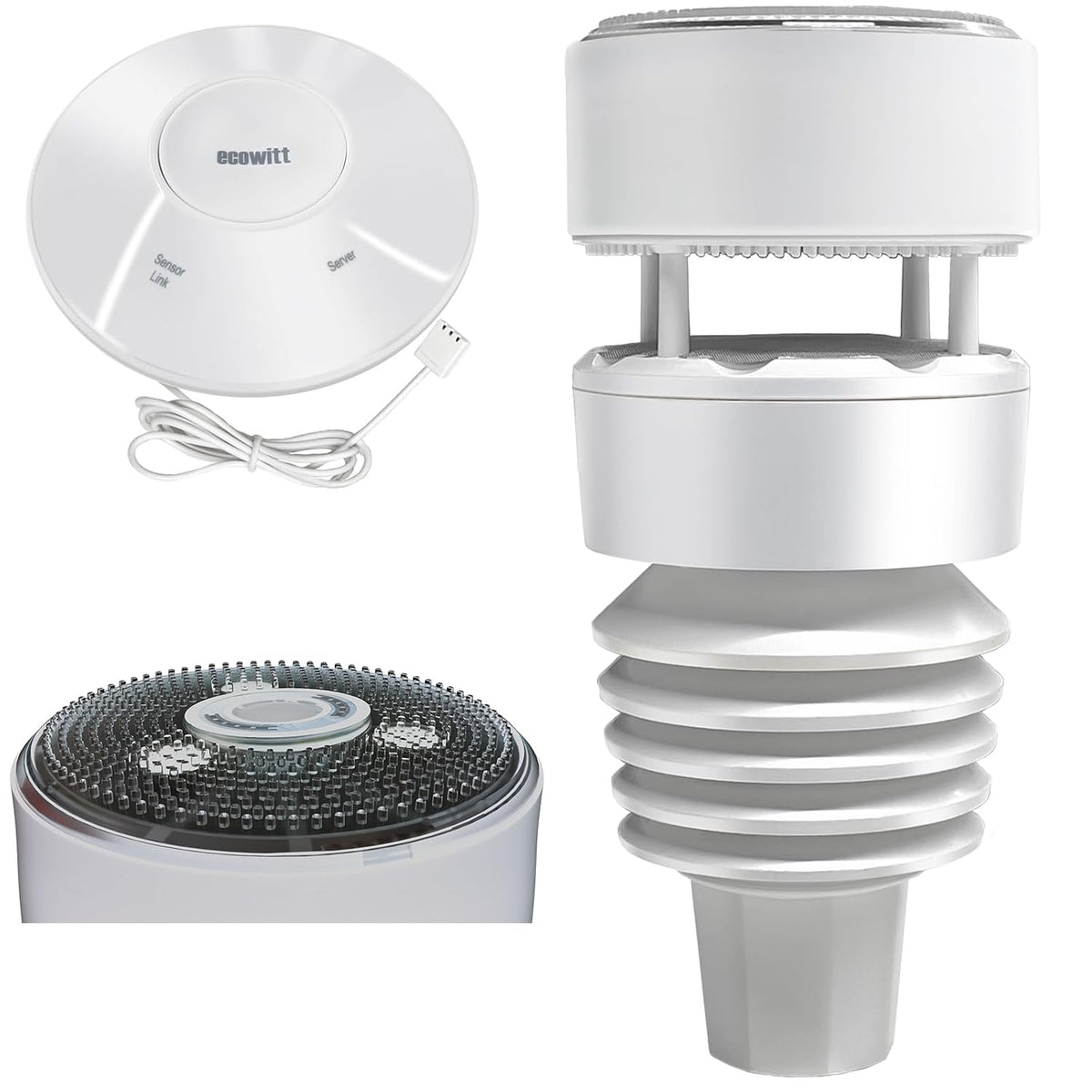 ECOWITT Wetterstationen, Schwarz, Wittboy Wetterstation mit Außensensor GW2001, 7-in-1 Außensensor WS90 mit Wi-Fi/Kabel-Gateway GW2000