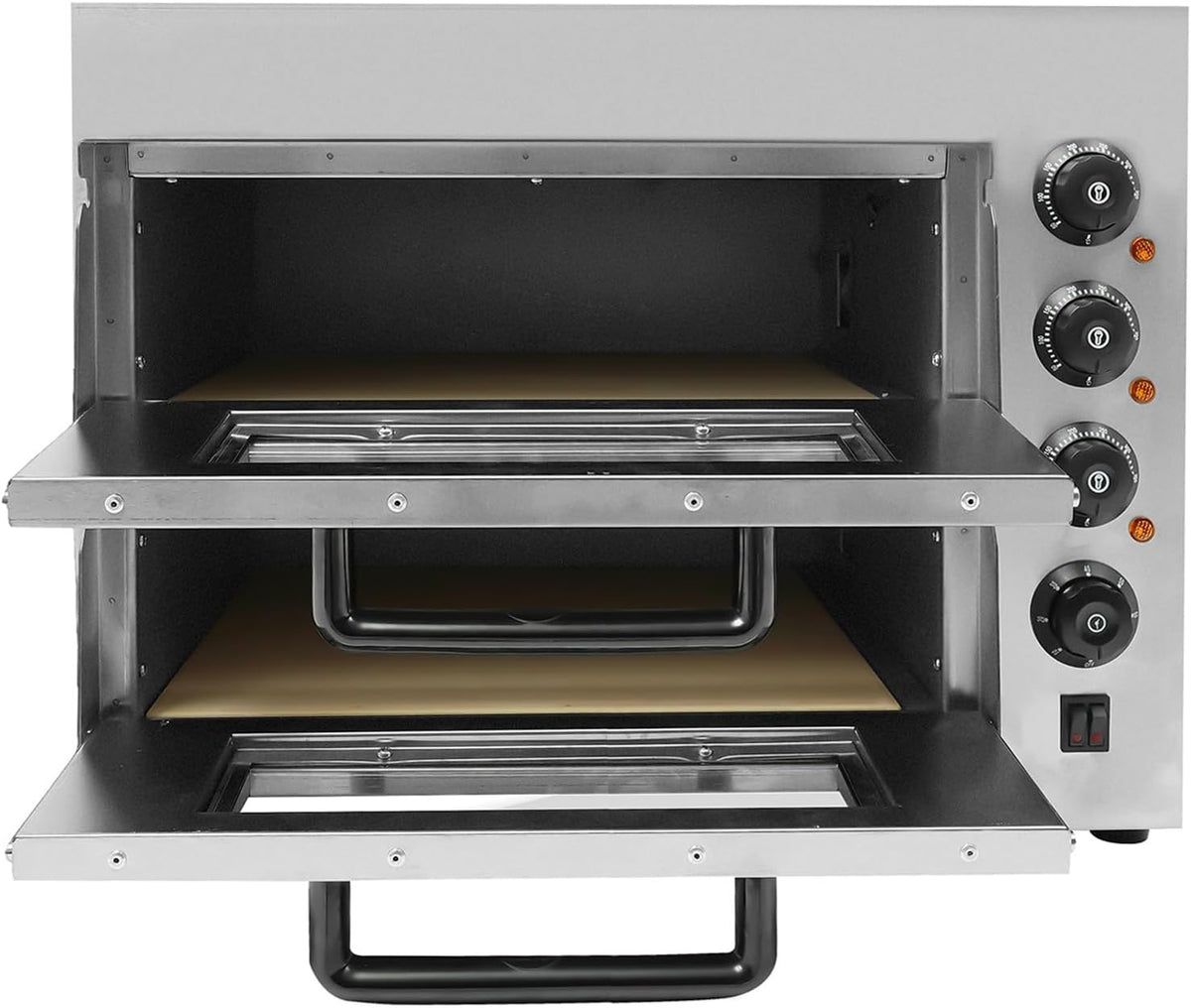 Babeenoo Pizzaofen, 3000 W, 201 Edelstahl, Gummi, Kunststoff, Glas, Cordierit, Silber