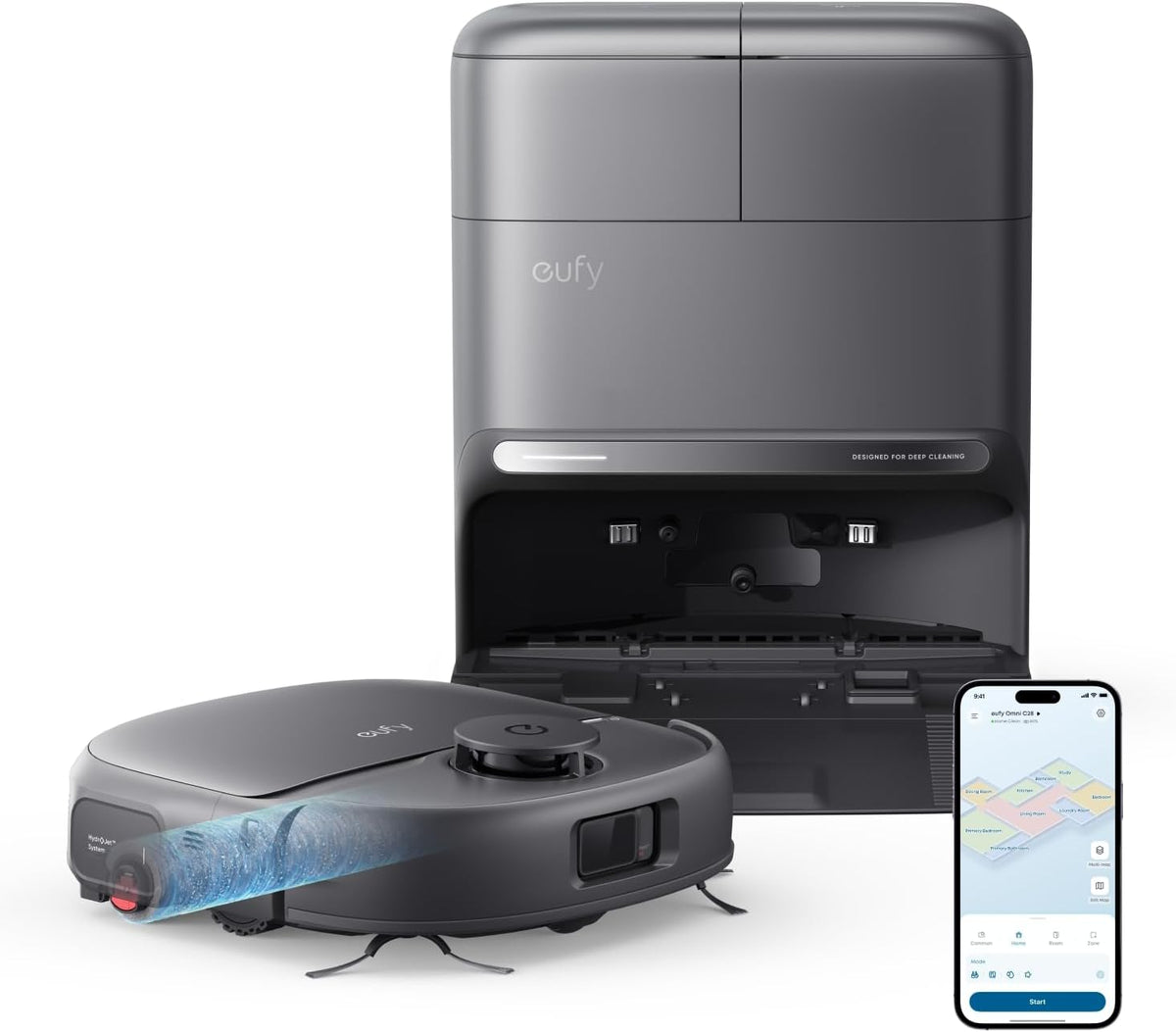eufy Saugroboter, Schwarz, HydroJet C28 mit Wischfunktion, Neuheit 2026 von Anker