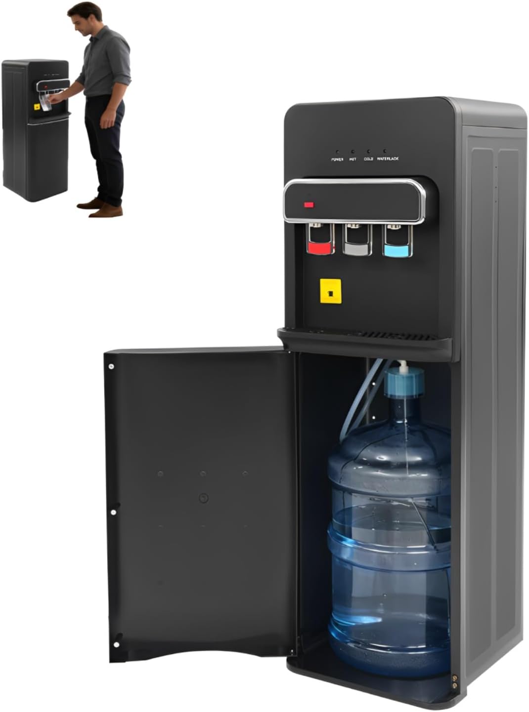 Armanyya Kühler & Wasserspender, 550 W, PVC, Schwarz, Bodenstehender Wasserspender, Heißwasserspender & Wasserspender mit Kühlung