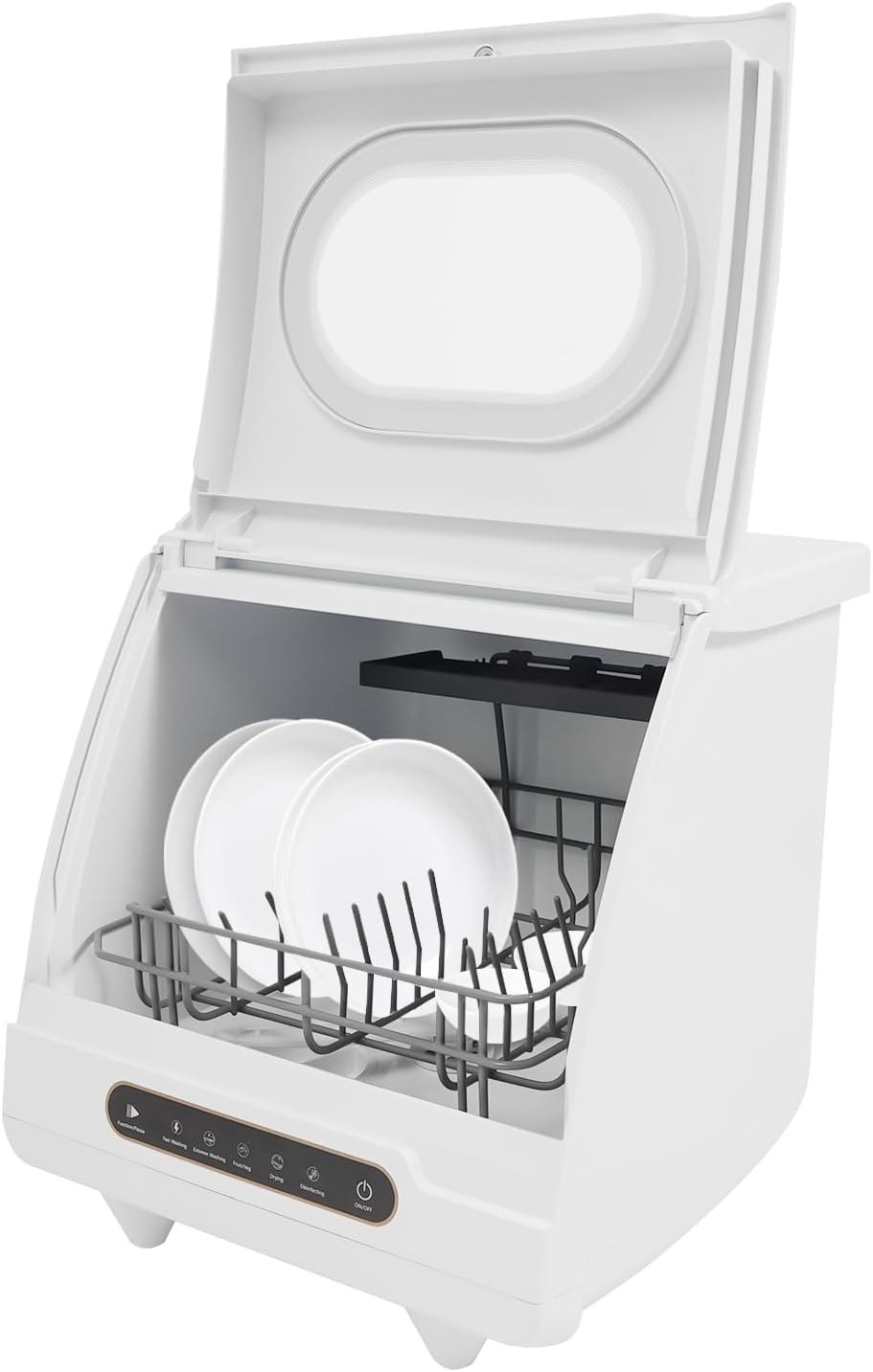 HUOMMGS Tischgeschirrspüler, 55 dB, 800 W, 220 V, Lebensmittelgerechtes PP, ABS, Weiß