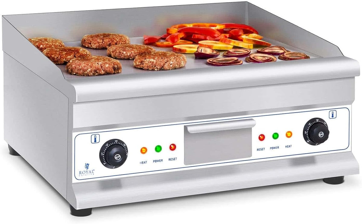 Royal Catering Elektrogrill, 3.200 W, 60 cm, Grau, Tischgrill Doppel Grillplatte RCG 60H2 (Länge:, glatte Heizfläche