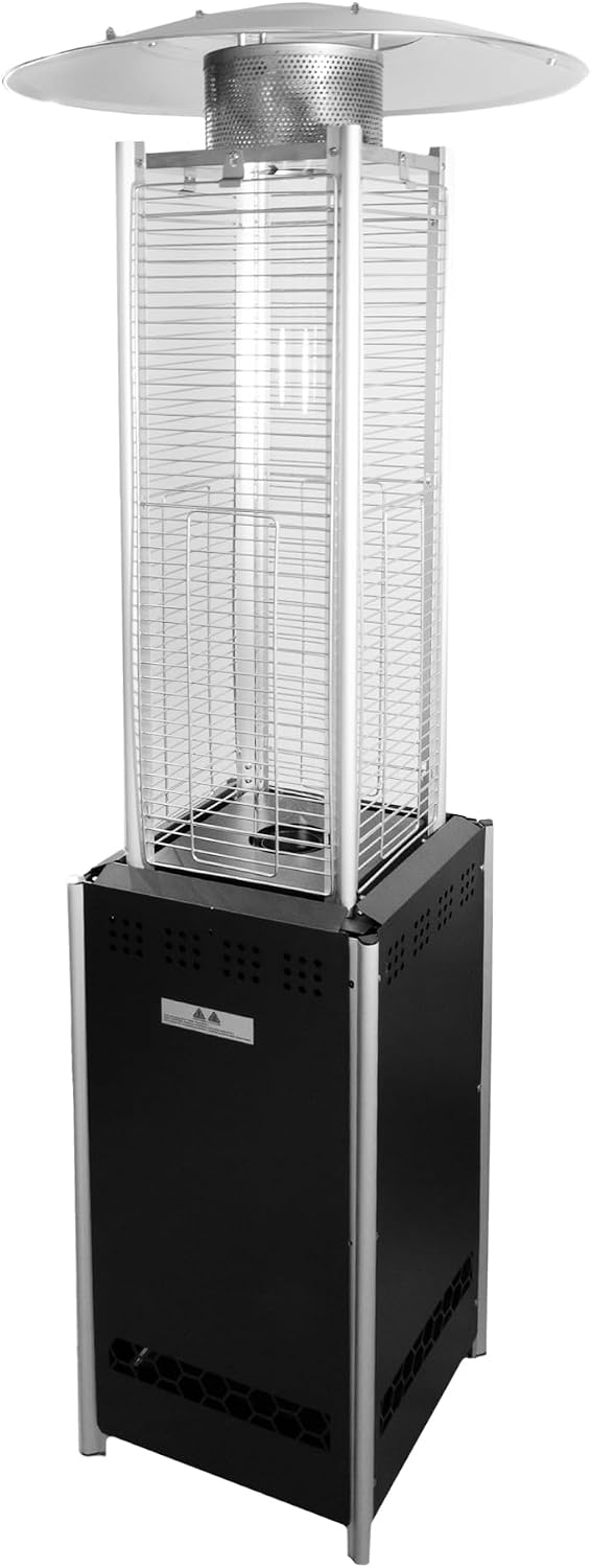 Lemodo Heizstrahler, 9 kg, Transparent, mit Holzpellets, Pellet-Terrassenheizer mit Glasröhre, Pelletbunker, bis zu 5