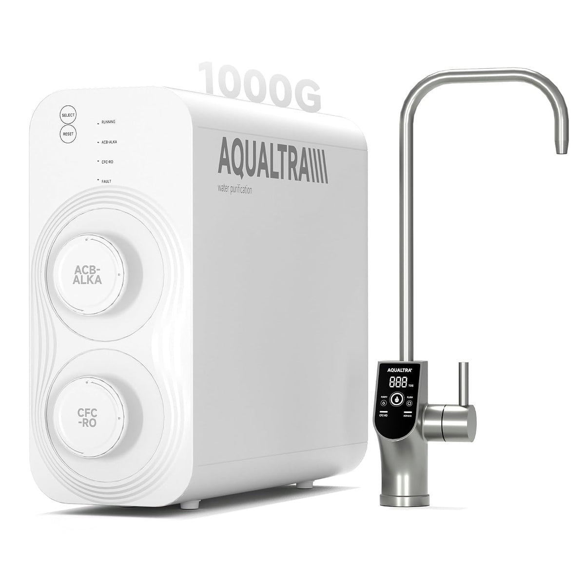 AQUALTRA Filtrierung für unter & über der Spüle, Grau, USF-AR-1000 Umkehrosmoseanlage untertisch., 10-stufige alkalische Osmoseanlage Trinkwasser