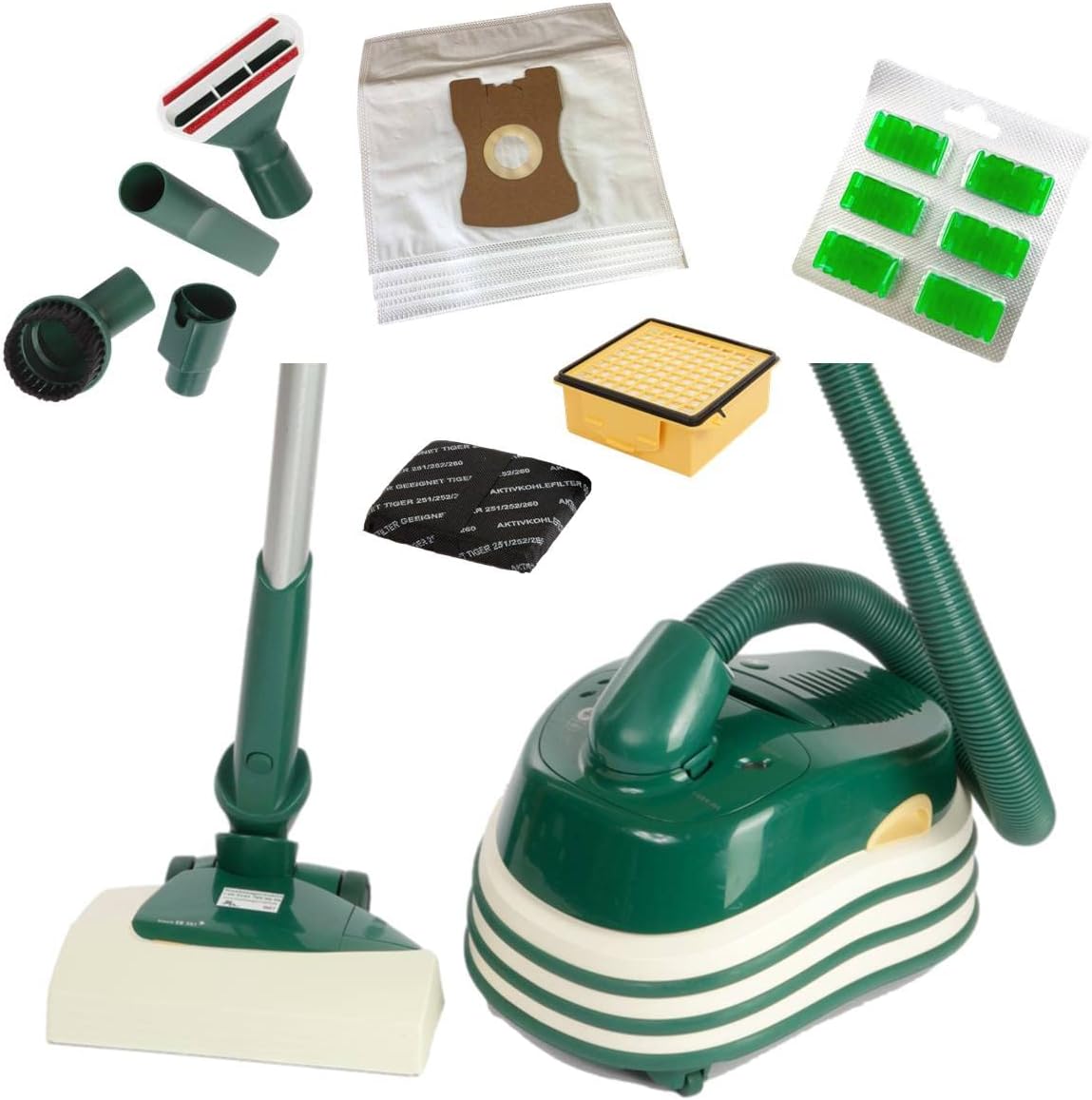 Amazon Renewed Staubsauger, Grün, JaTop für Vorwerk Tiger VK 260 mit EB 351 - mit passendem, 24 Monate Garantie - mögliche Inzahlungsnahme