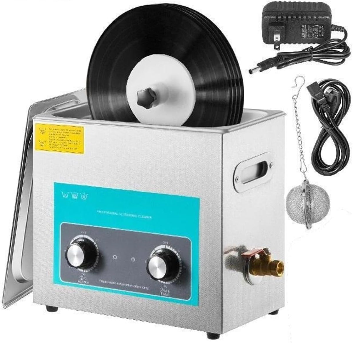 GUOPIN Waschmaschine, 6 L, Weiß, Ultraschallreiniger, Knopf Ultraschall Schallplattenreiniger Mini Tragbare, Kraftvolle Reinigungswirkung