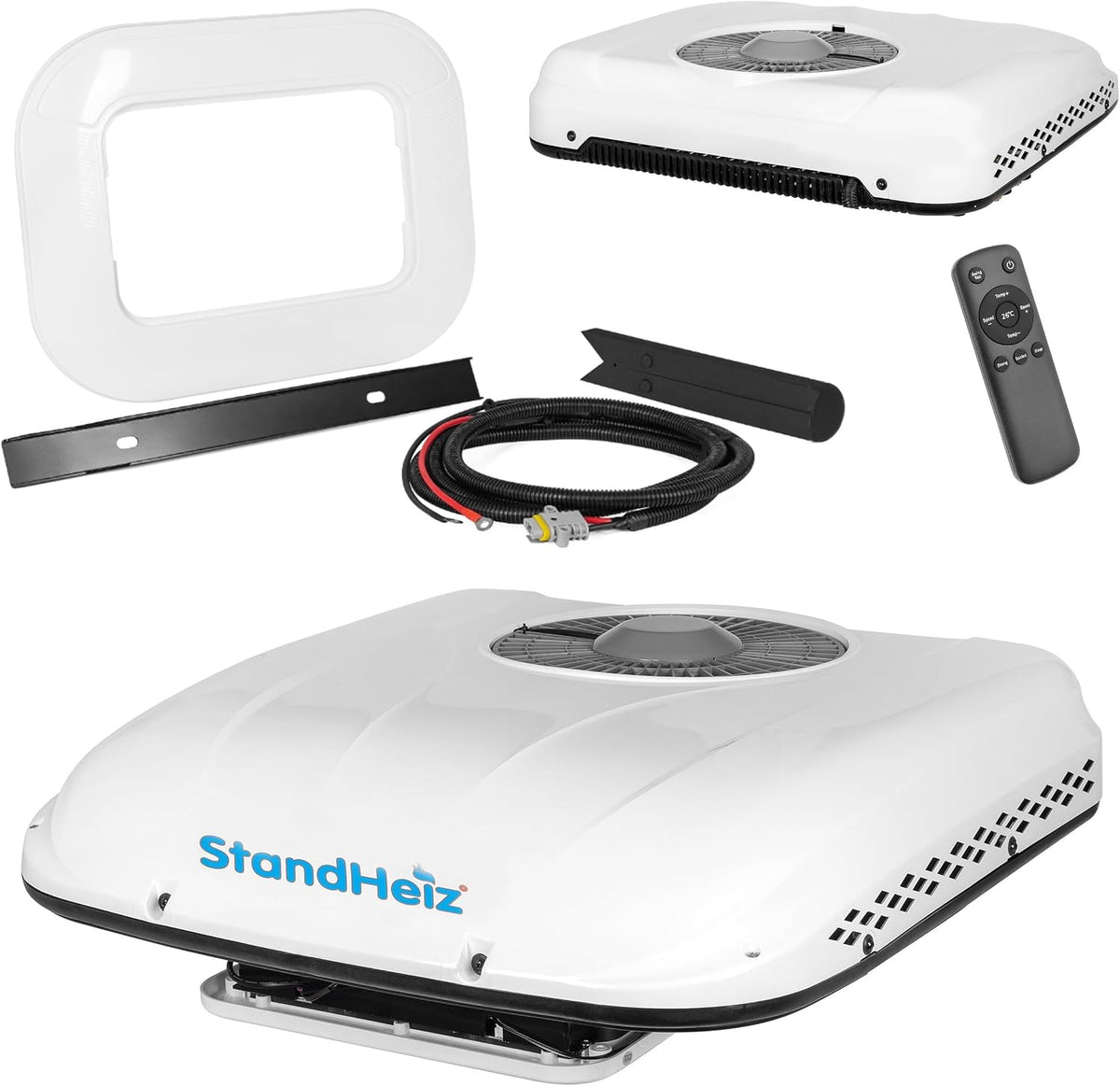 StandHeiz Mobiles Klimagerät, 1800 W, 750 W, 60 dB, 12 V, Weiß, Dachklimaanlage, Standklimaanlage Kühlleistung, R134a Vorbefüllt