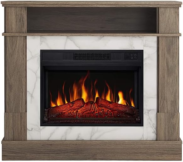 ArtiFlame Elektrokamin, 1800 W, Braun, Elektrischer Standkamin mit Heizung, realistischer 3D-Flammeneffekt, LED-Beleuchtung