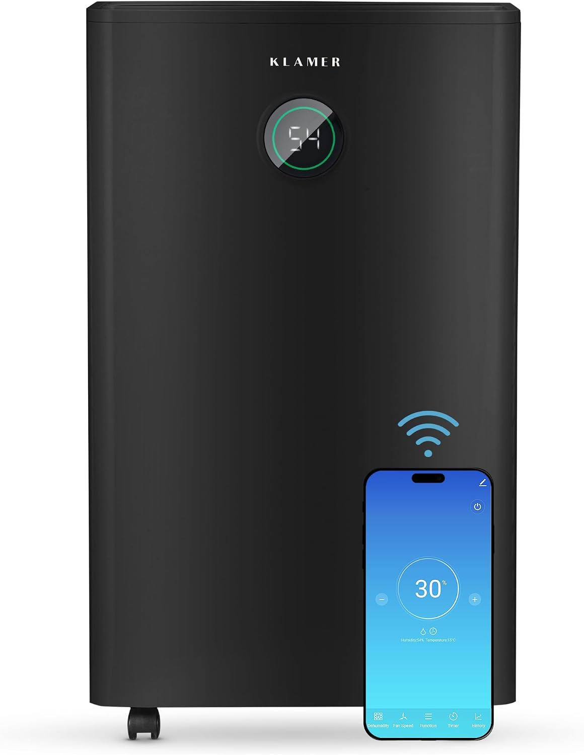 KLAMER Luftentfeuchter, 440 W, 20 L, Weiß, WiFi App, HEPA Filter