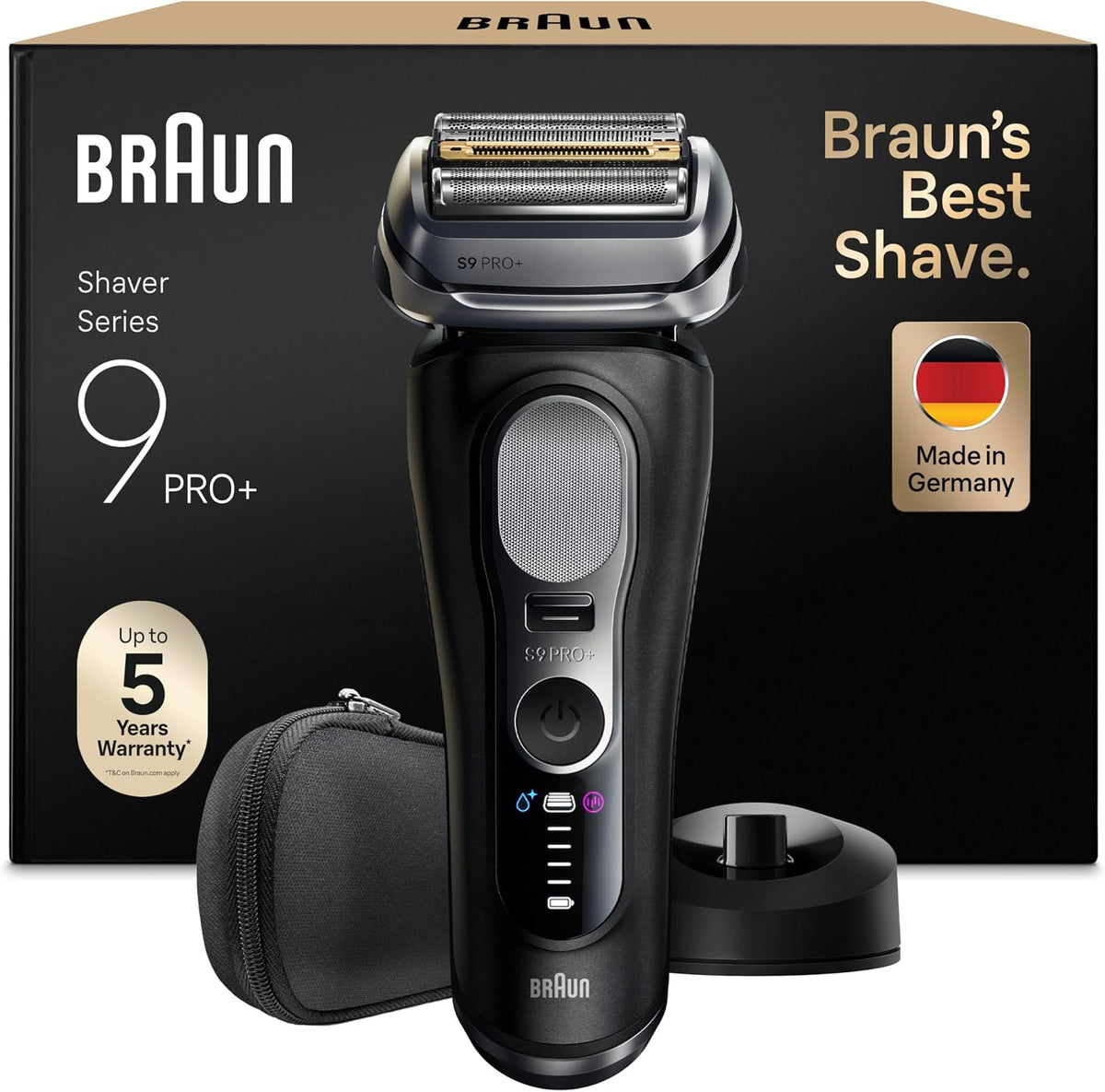 Braun Elektrorasierer, Braun/Schwarz, Rasierer Herren Elektrisch Series 9 PRO+, 9610si, Schwarz, 5+1 Scherkopfelemente