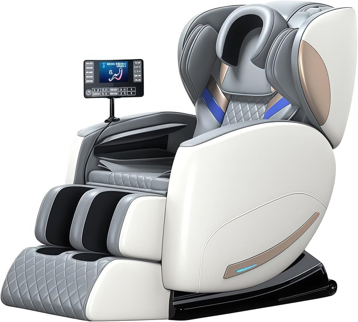 Massagesessel Massagestühle, Grau, mit 36 Airbags - Thai Stretching Akupressur, verschleißfestes Leder für den privaten und gewerblichen