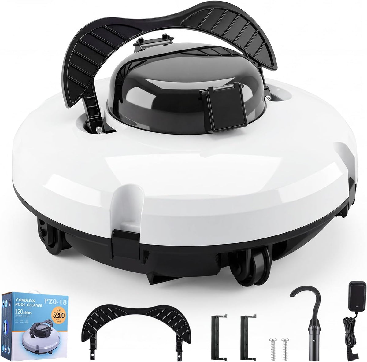 CkeyiN Pro Poolroboter, Schwarz, Akku 2026 Upgrade, Kabelloser Boden, 120 Minuten Laufzeit, Selbsteinparkfunktion