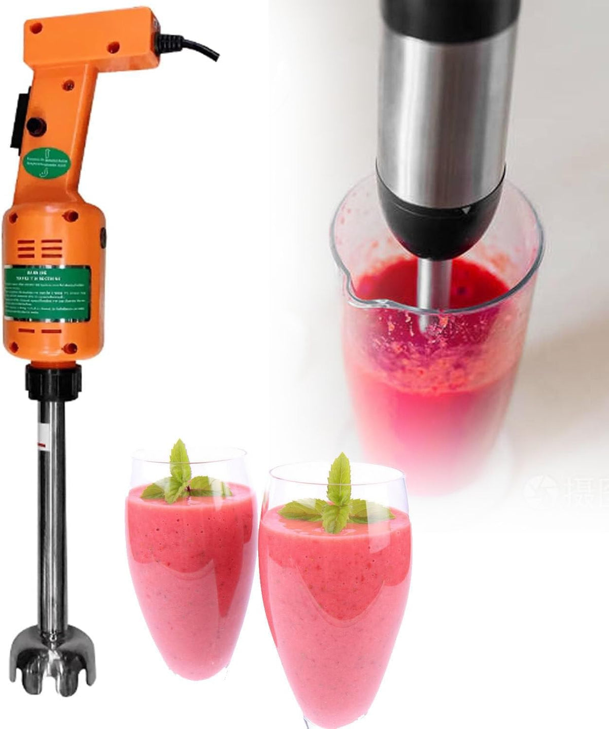 XCSCUK Stab- & Standmixer, 250 mm, 500 W, Schwarz, Kommerzieller Stabmixer, Hochleistungs-Handmixer, Abnehmbarer ergonomischer Griff