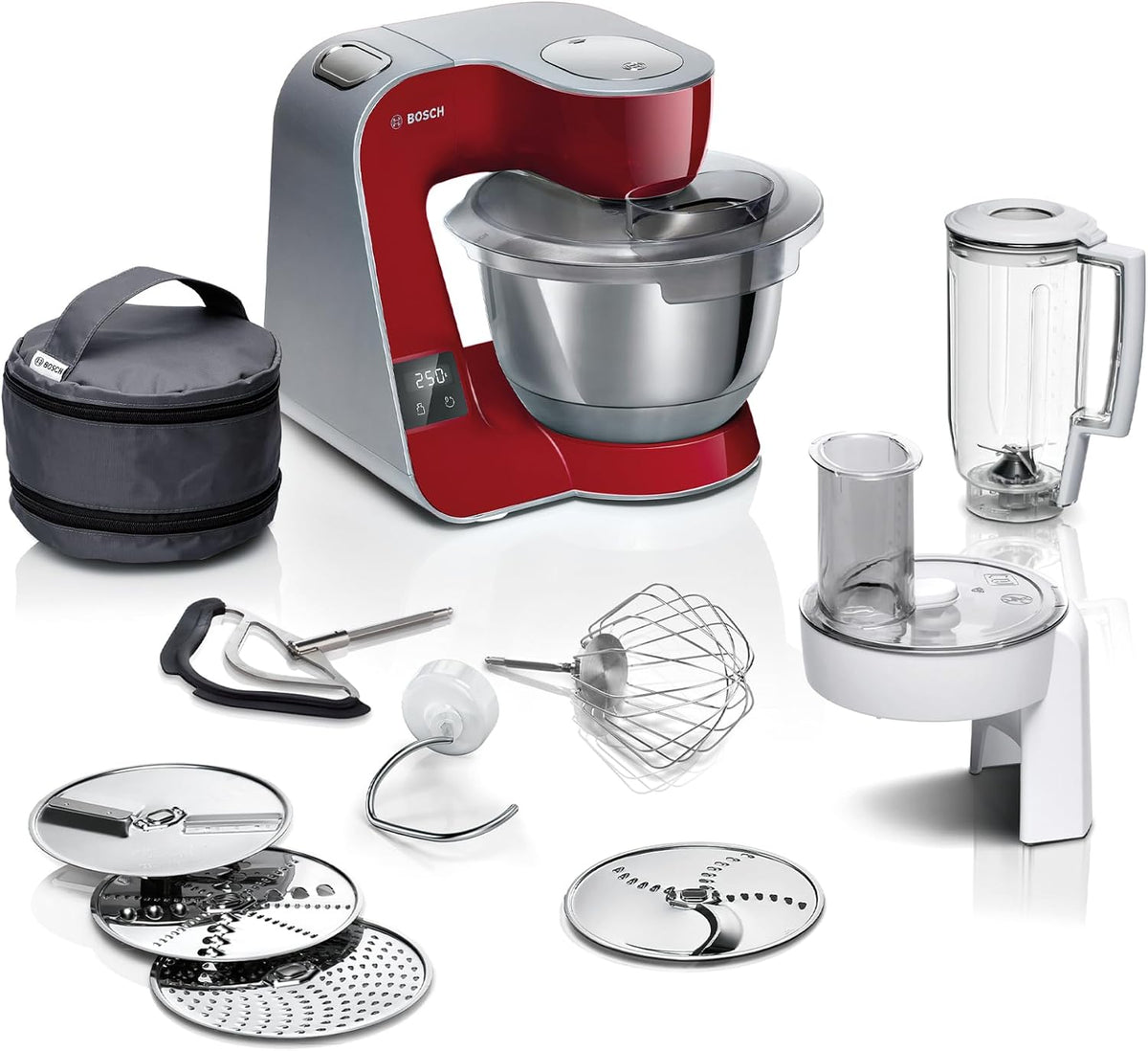 Bosch Universalküchenmaschinen, 1000 W, 1,25 L, 3,9 L, Silber, Küchenmaschine MUM5 MUM5X720, integrierte Waage, Edelstahl-Schüssel