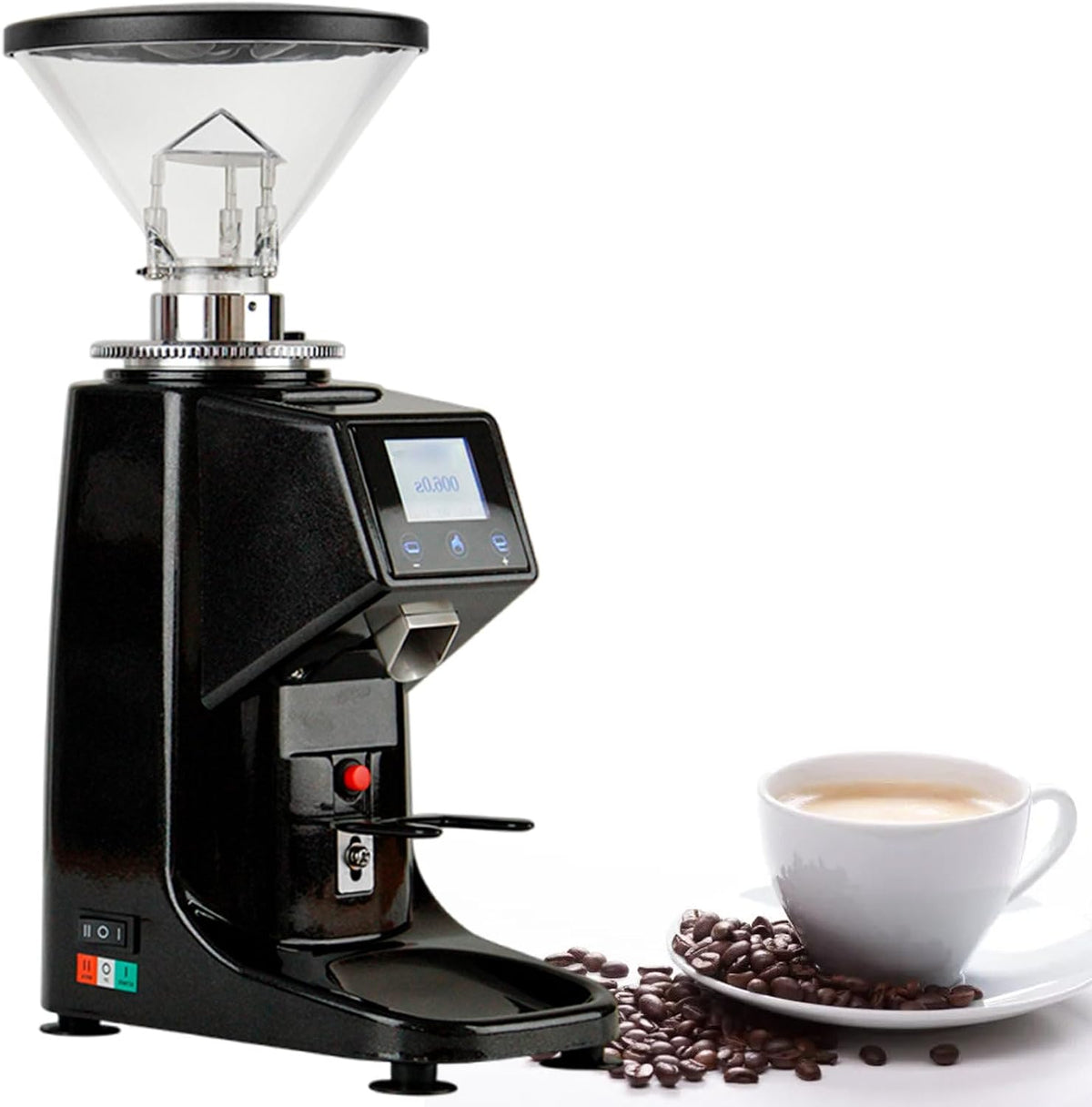 vnmudzeo Kaffeemaschine, Schwarz, Elektrische EspressomüHle FüR Den Haushalt, Zeit- Und Mengeneinstellung, Kaffeebohnenschneider Mit Digitalanzeige