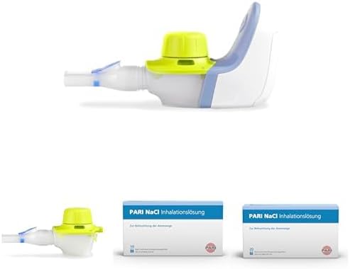 PARI Elektrische Inhalatoren, Schwarz, Bundle of BOY free Inhalationsgerät mit, Mundstück + NaCl, 10 Ampullen á 5ml NaCl 0