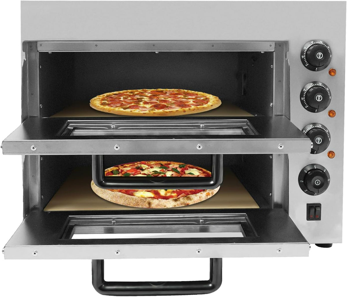 kangten Pizzaofen, 3000 W, 201 Edelstahl, Gummi, Kunststoff, Glas, Cordierit, Schwarz/Silber