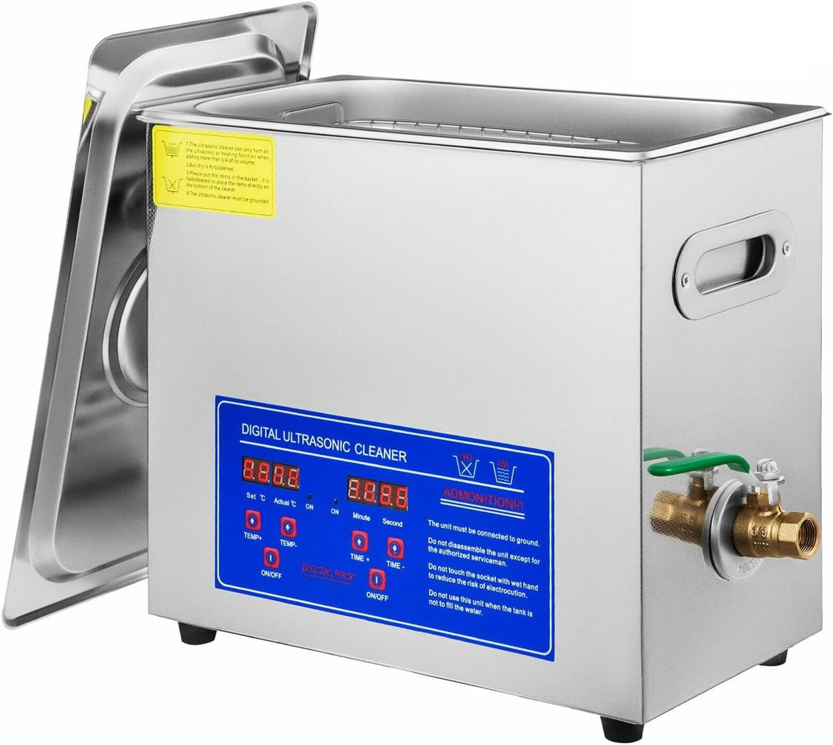 DMETE Reinigung & Pflege, 200 W, 6 L, Silber, Ultraschallreiniger Schmuckreiniger Heizung Timer Tank