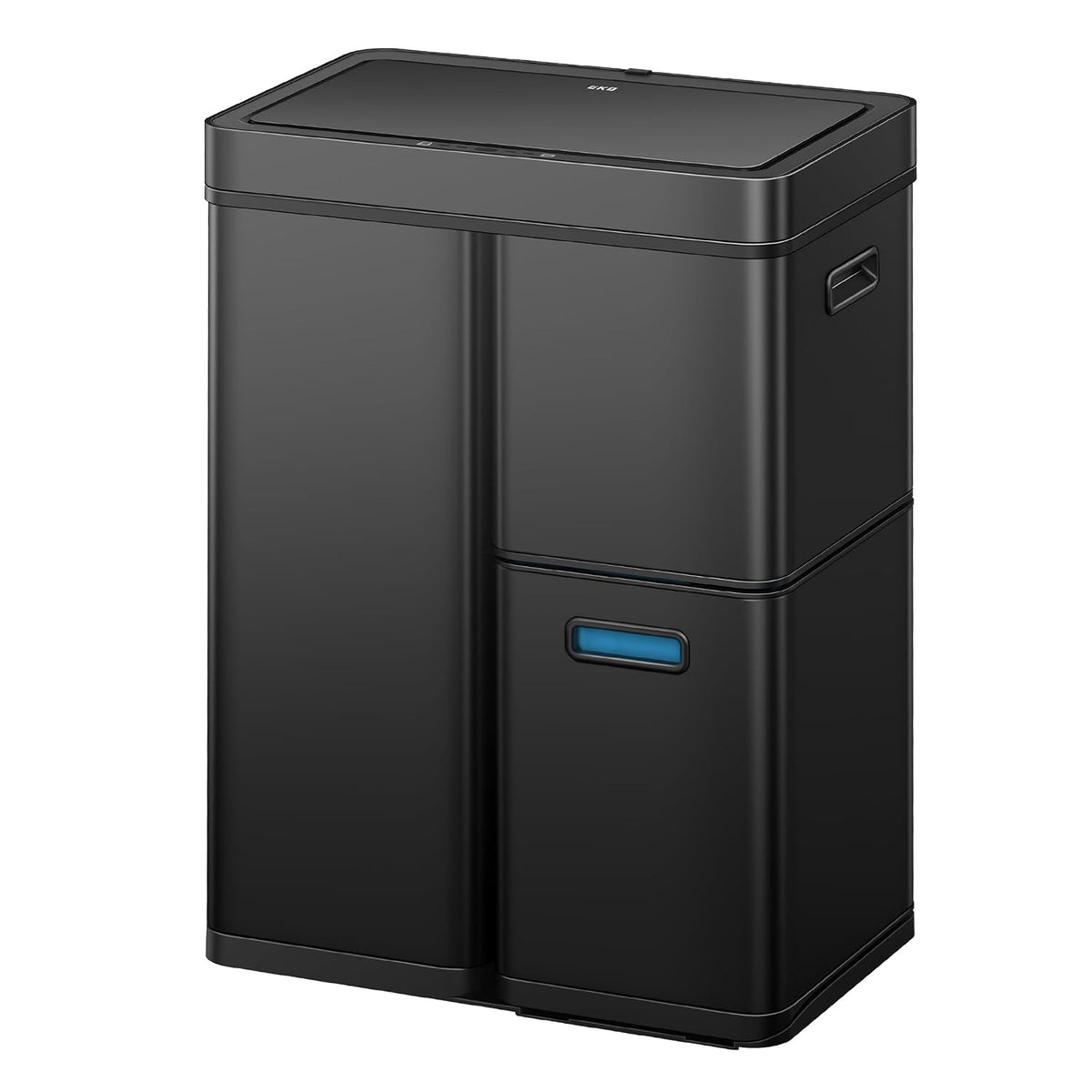 EKO Küchenabfalleimer, 15 L, 30 L, 60l, Edelstahl und ABS, Grau, Mirage Plus Mülleimer mit 3 Fächer, 2 x und, Recycler Mülleimer mit Sensor