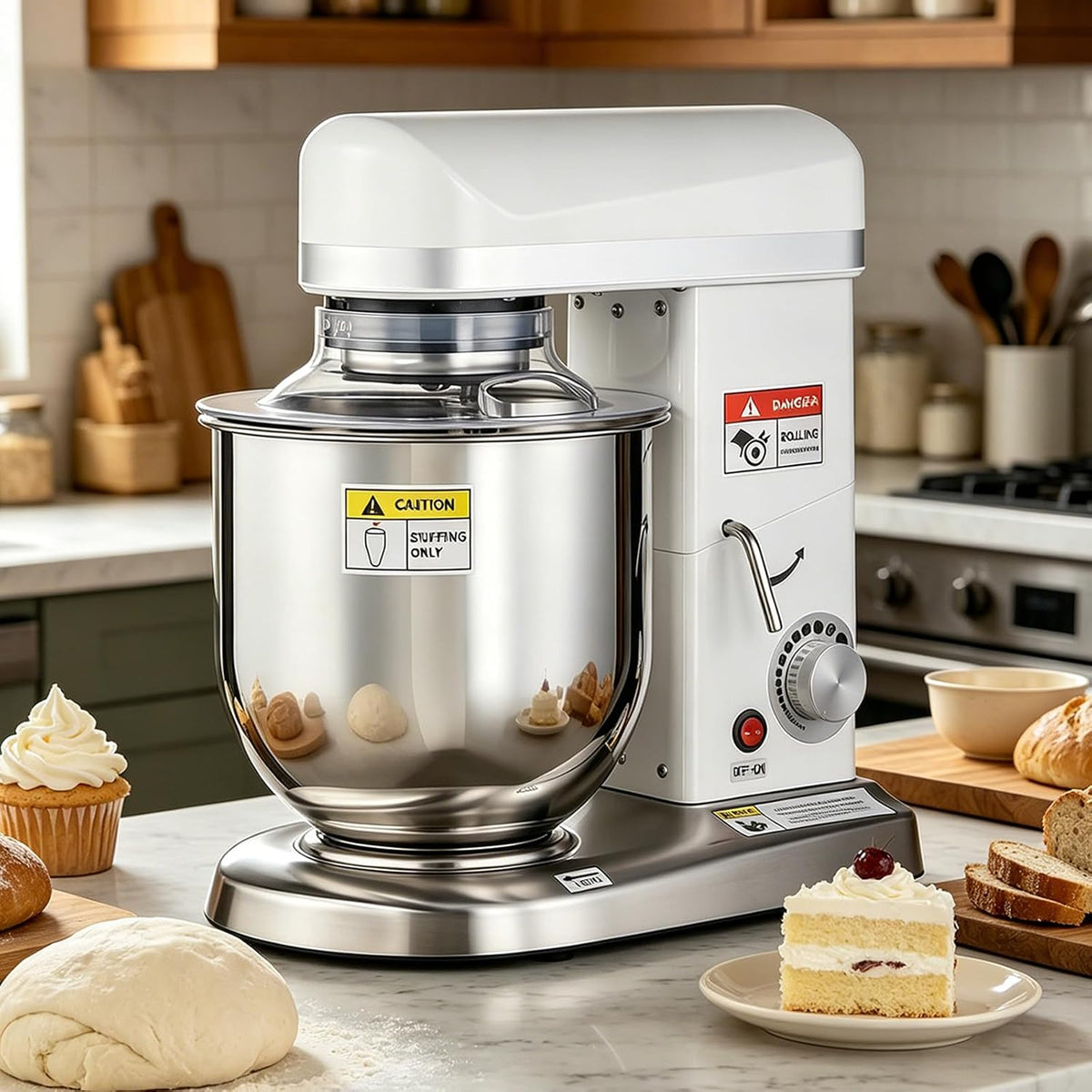 BANGBANGJI Standmixer, 5 l/7 l/10 l, 500 W, 7 L, Edelstahl, Schwarz, Kommerzieller, Gewerblicher KüChenmixer für Pizza Bäckerei
