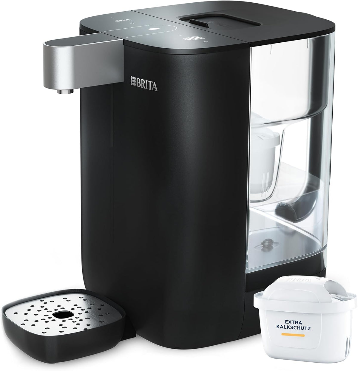 BRITA Kühler & Wasserspender, 4 Liter, Schwarz, YOURCE mini Heißwasserspender für zuhause