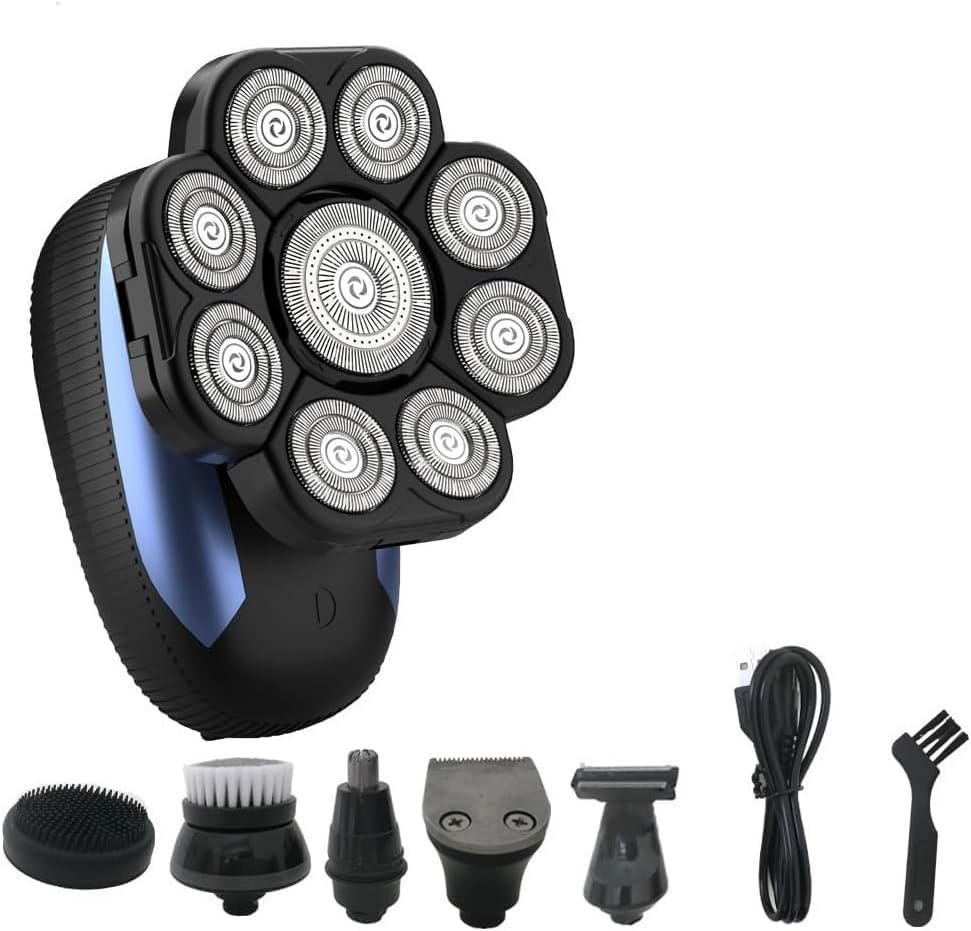 YQYBF Elektrorasierer, Schwarz, Elektrischer Rasierer für Herren, 6-in-1 für kahle Männer, verbesserter 9D-schwimmender Schneider