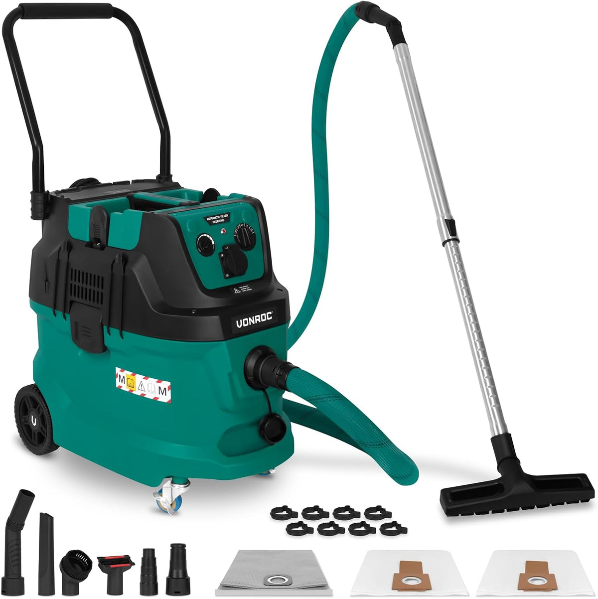 VONROC Staubsauger, 1600 W, 2000 W, Schwarz, M-Klasse Nass Trockensauger 22kPa mit HEPA H14 Filter Auto