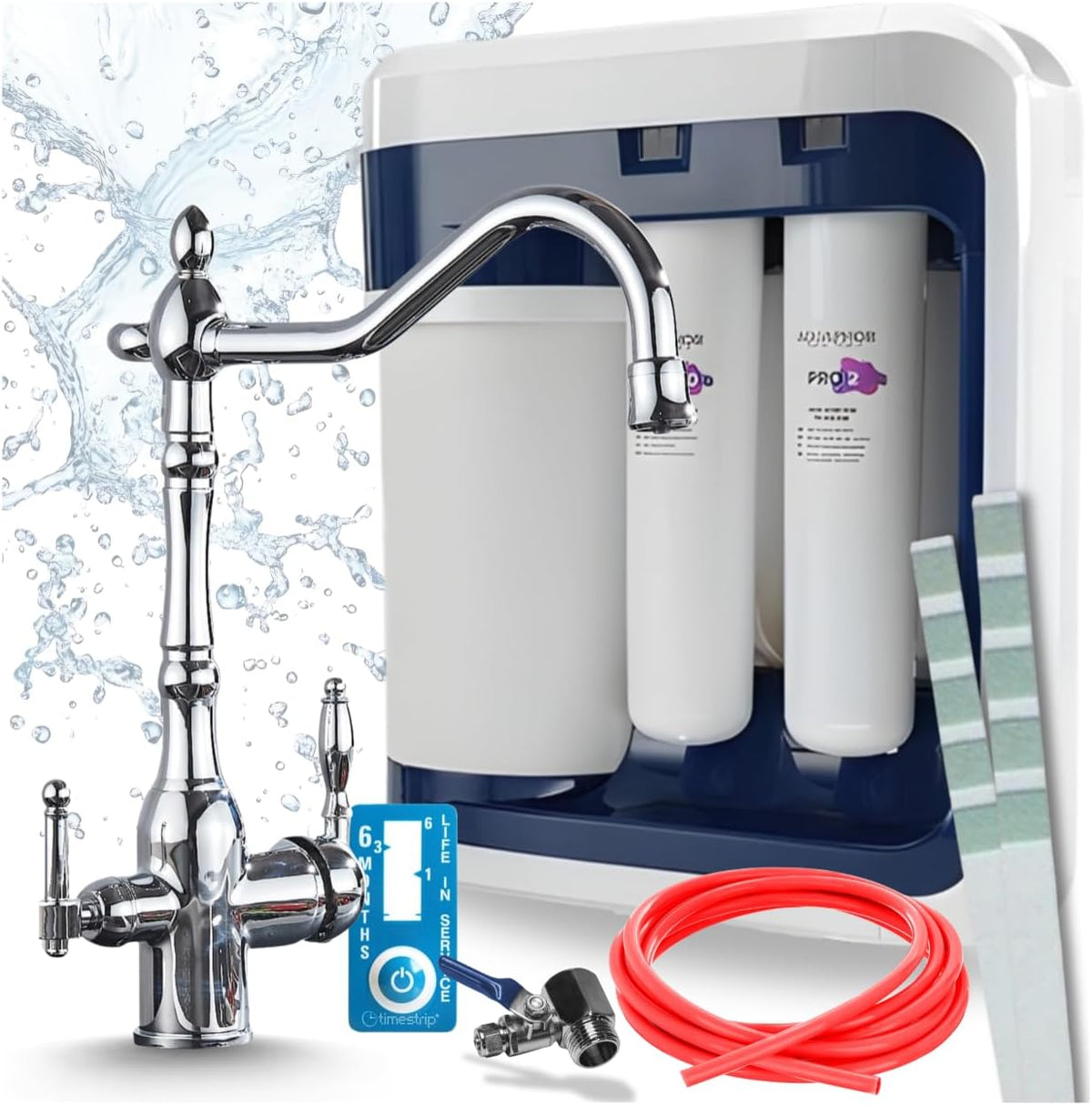 Ari Filtrierung für unter & über der Spüle, Grau, 3-Wege Küchenarmatur für Wasserfilter Spültischarmatur