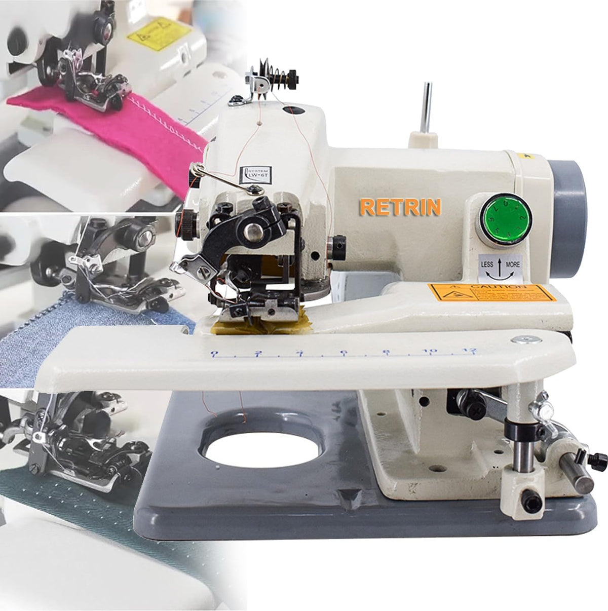 RETRIN Blindstichmaschine, Grau, Tragbare Tischmodell Blindstich Schneider Nähmaschine, 1200 Stiche/m