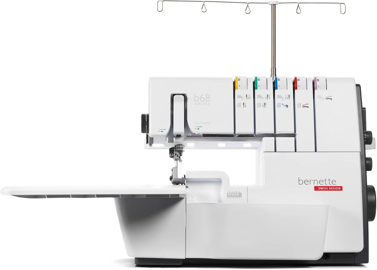Bernette Overlock-Nähmaschinen, 59 x 40 x 29 cm, Schwarz, Overlock-/Coverstich-Kombination mit Lufteinfädlung, Metall