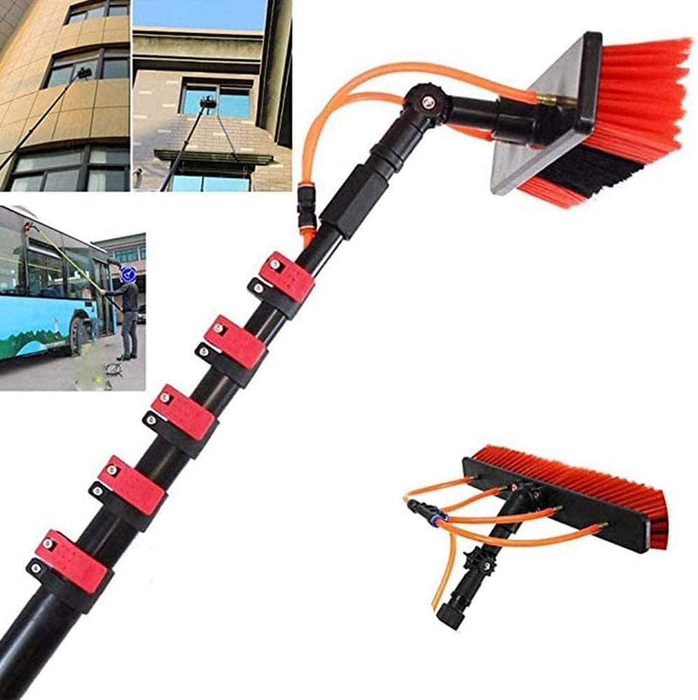 BDXZJ Teleskopstäbe, 6M, Schwarz, Solarpanel-Reinigungsgerät, Solar-Photovoltaik-Panel-Reinigungsbürste, Teleskopstange Wasserführend