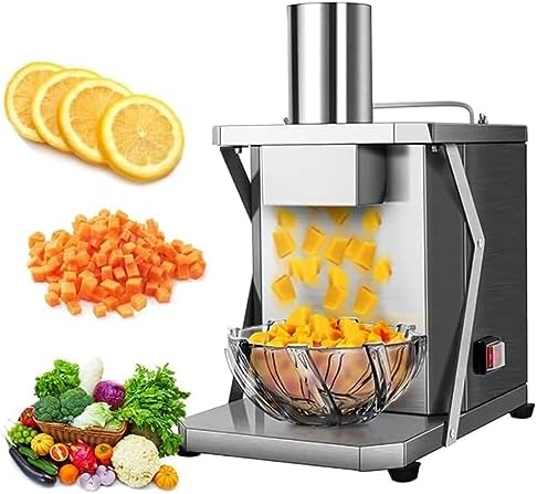 Gemüsehobel, Grau, Elektrischer Würfelschneider mit Edelstahlklingen für, automatische Schneidemaschine für Gemüse und Obst