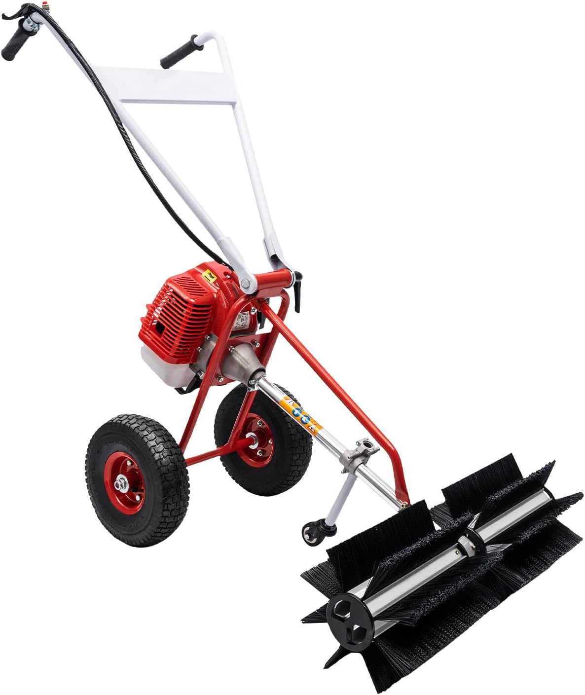 Begoniape Kehrer, Schwarz, Kehrmaschine Benzin, 1.7PS 43cc Manuell Kehrmaschine Motorbesen, Einstellbare Geschwindigkeit Handkehrmaschine mit Räder