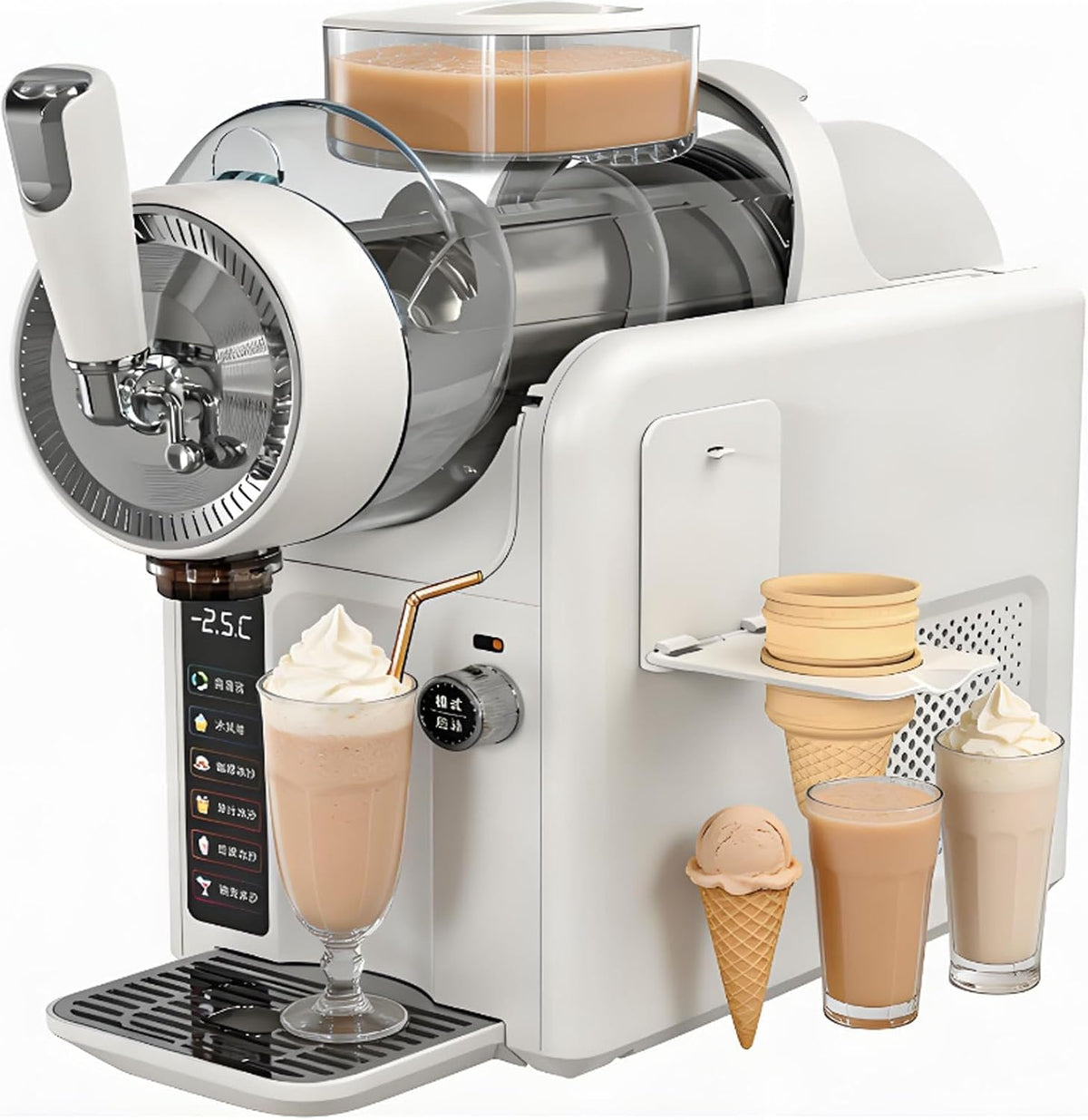 smafoseedding Eismaschine, 2 Liter, 185 W, ABS-Kunststoff + Aluminiumlegierung, Weiß