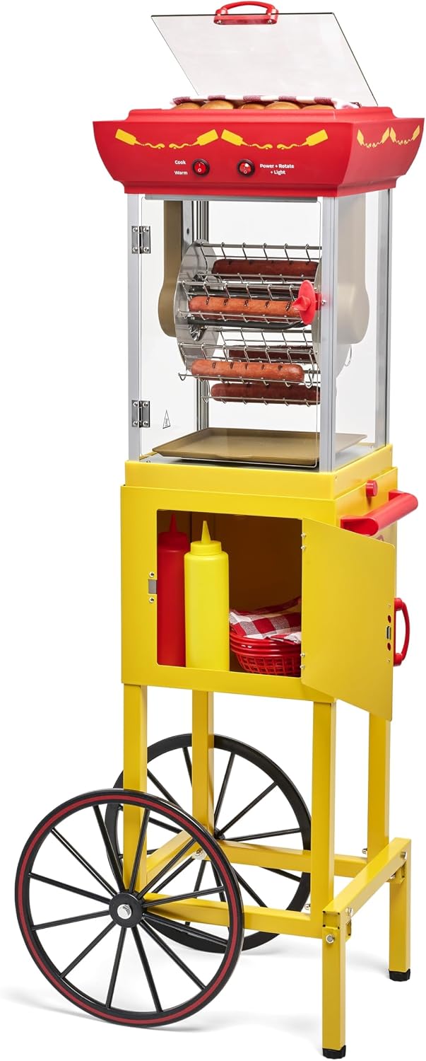 Nostalgia Herd, Schwarz, Oscar Mayer Hot Dog Riesenrad - Retro Style Hot Dog, Schiebegriff, Räder, transparentes Gehäuse