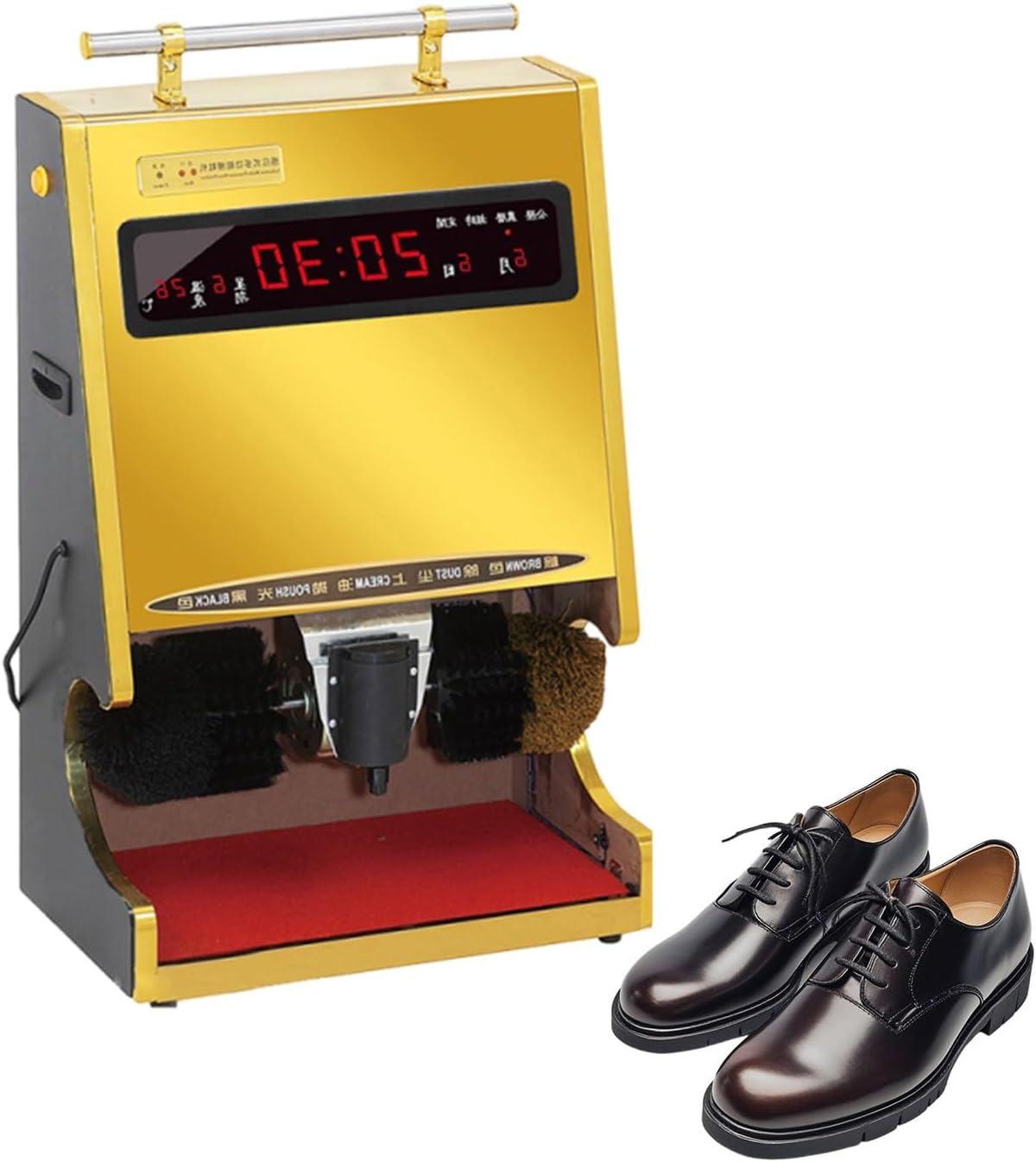 Lissontine Schuhreiniger, 100 W, Edelstahl, Grau, Elektrischer Mit Griff, Automatische Schuhputzmaschine Mit Datumsanzeige