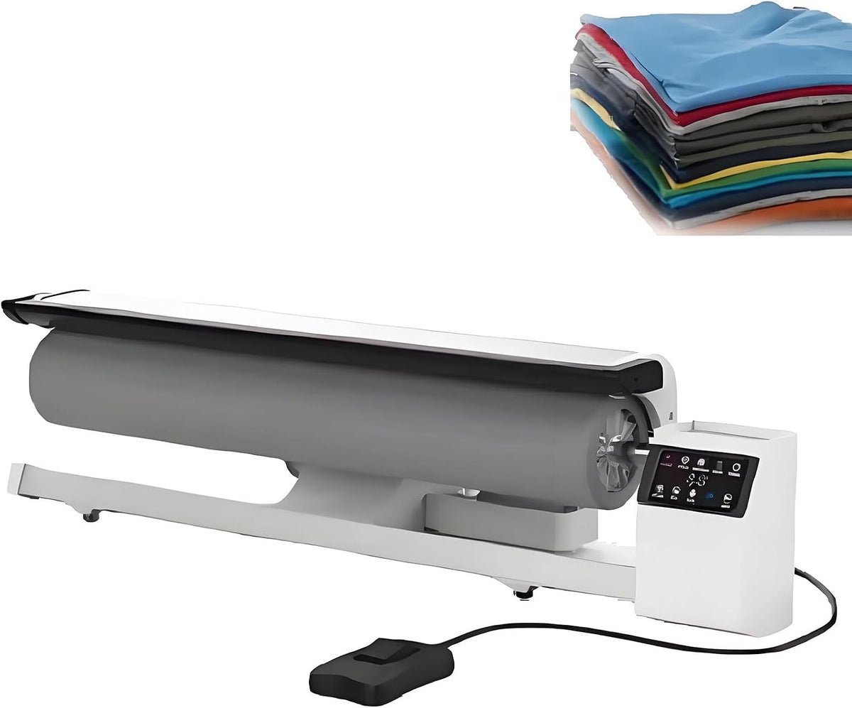 EpyGnom Dampfglätter, Schwarz, Walzenbügelmaschine, Drehbügeleisen Dampfwalze Bügelpresse mit LED-Touchscreen, Fußpedalsteuerung