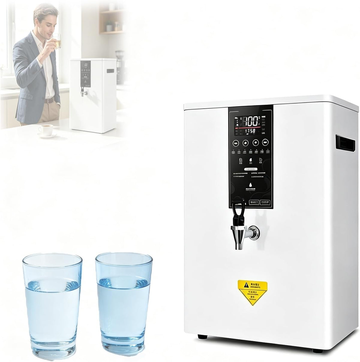 Gewerblicher Heißwasserspender, 3000 W, 50 L, Weiß, Tretwasserboiler, Wandmontage, Elektrischer Mit Edelstahlbehälter 304