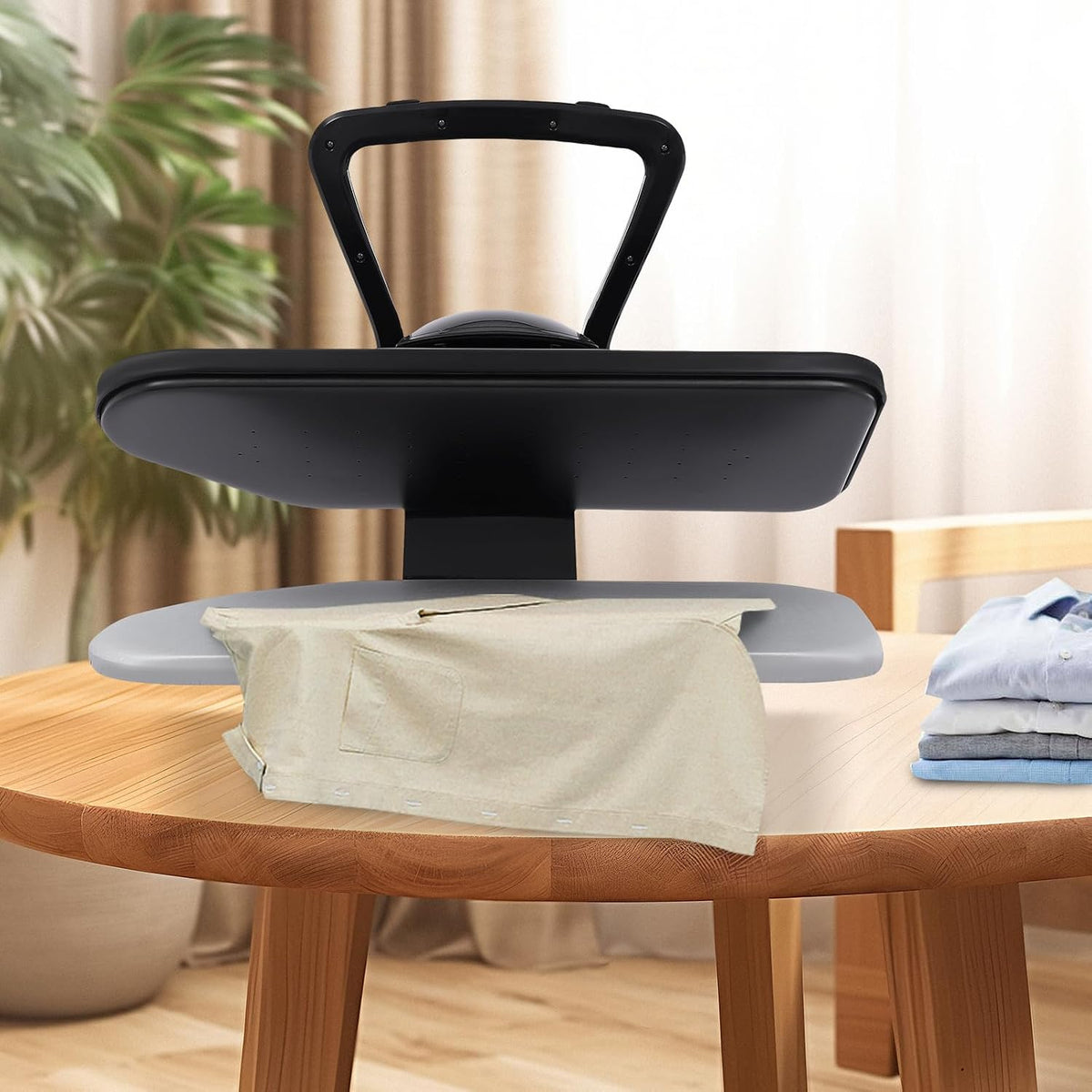 Mqwdxzfes Bügelpressen, 66x53x26 cm, 2200 W, 66 cm, Schwarz, Intelligente Dampfpresse, Professionelle Dampfbügelpresse mit Touchscreen