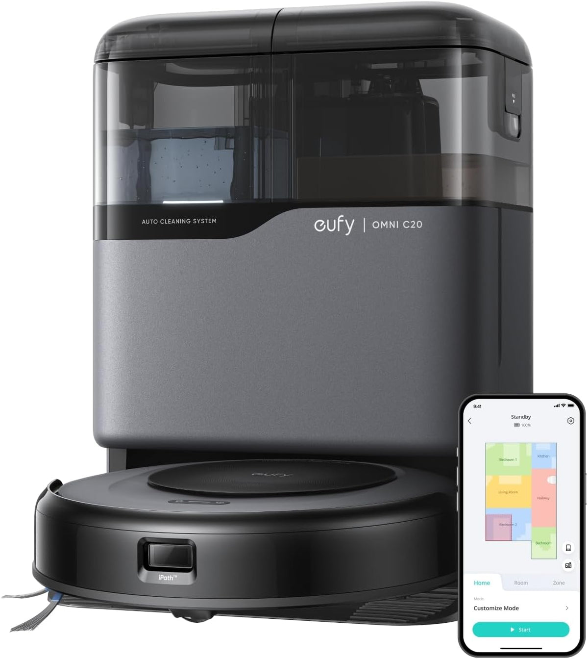 eufy Saugroboter, Schwarz, Saug- und Wischroboter Omni C20, All-in-One