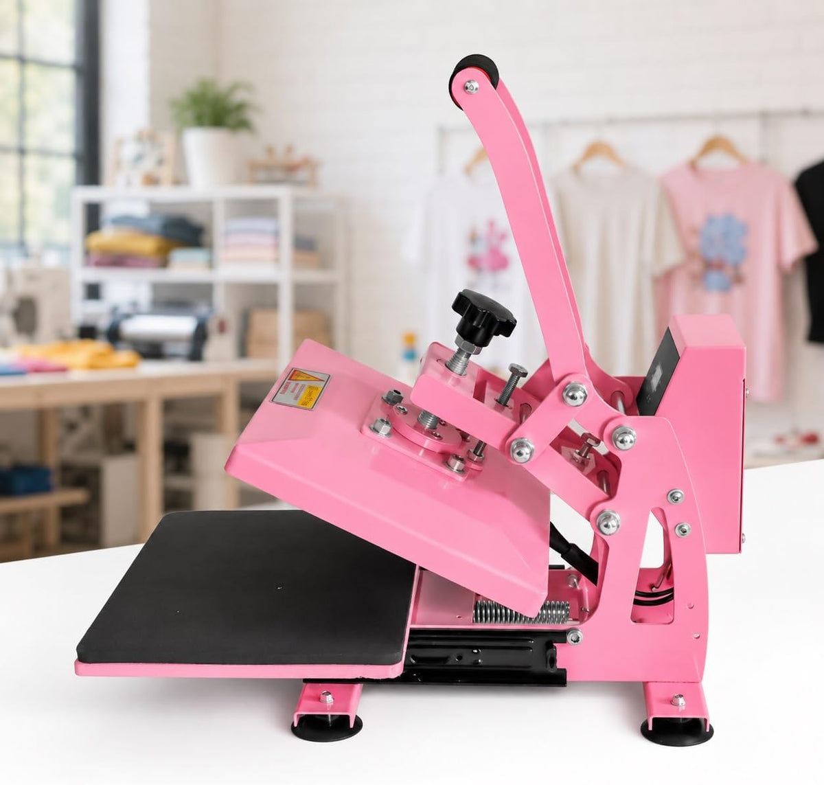 CDSMWLJ Druckpressen, Schwarz, Shirt-Pressmaschine mit Großflächigem Heizpaneel &, Lackierte, Rostfreie Oberfläche