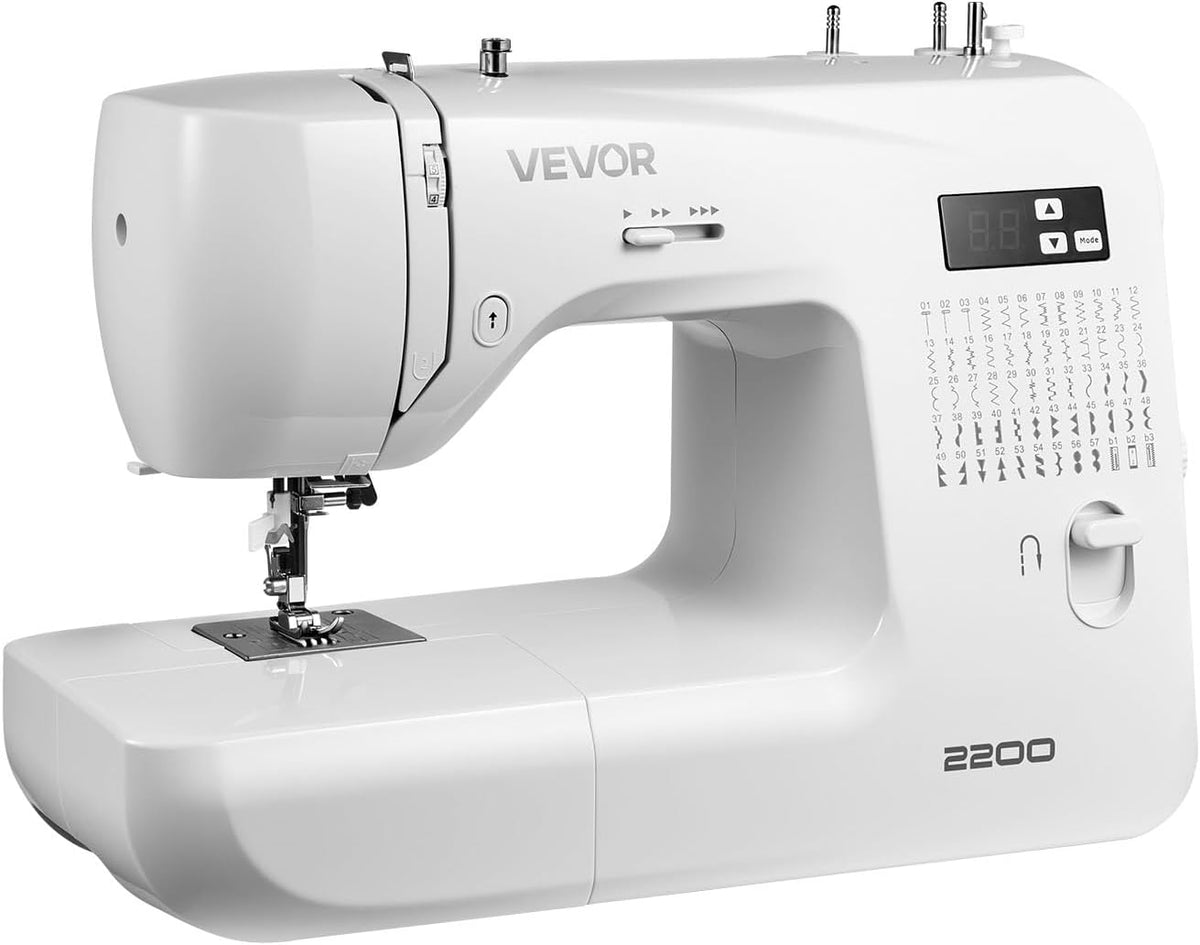 VEVOR Bett, Schwarz, Computernähmaschine mit 200 Stichanwendungen &, robuster Metallrahmen, digitale Nähmaschine mit leistungsstarkem Motor (60