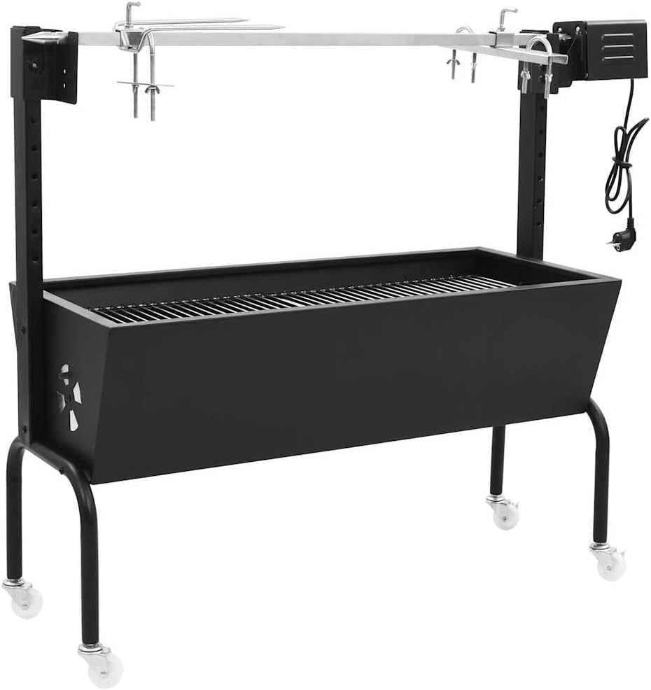 Teenpull Elektrogrill, 15 W, Edelstahl, pulverbeschichteter Stahl, Silber, Elektrische BBQ-Rotisserie aus Edelstahl mit Einstellbarer