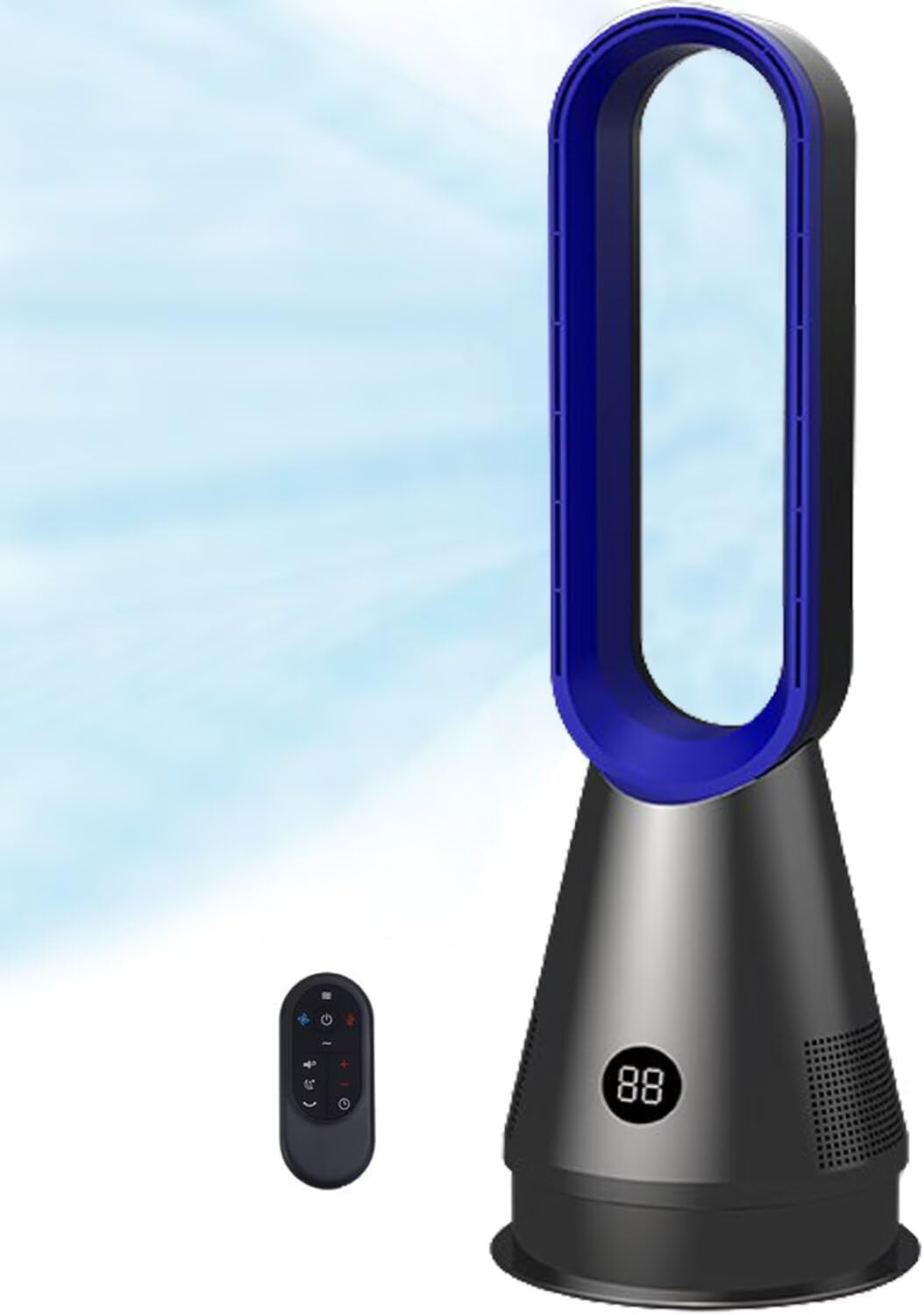 80° Turmventilator, 32 dB, Weiß, oszillierender mit LED-Anzeige, leiser Luftzirkulator für Home Office.Verfügt über 8